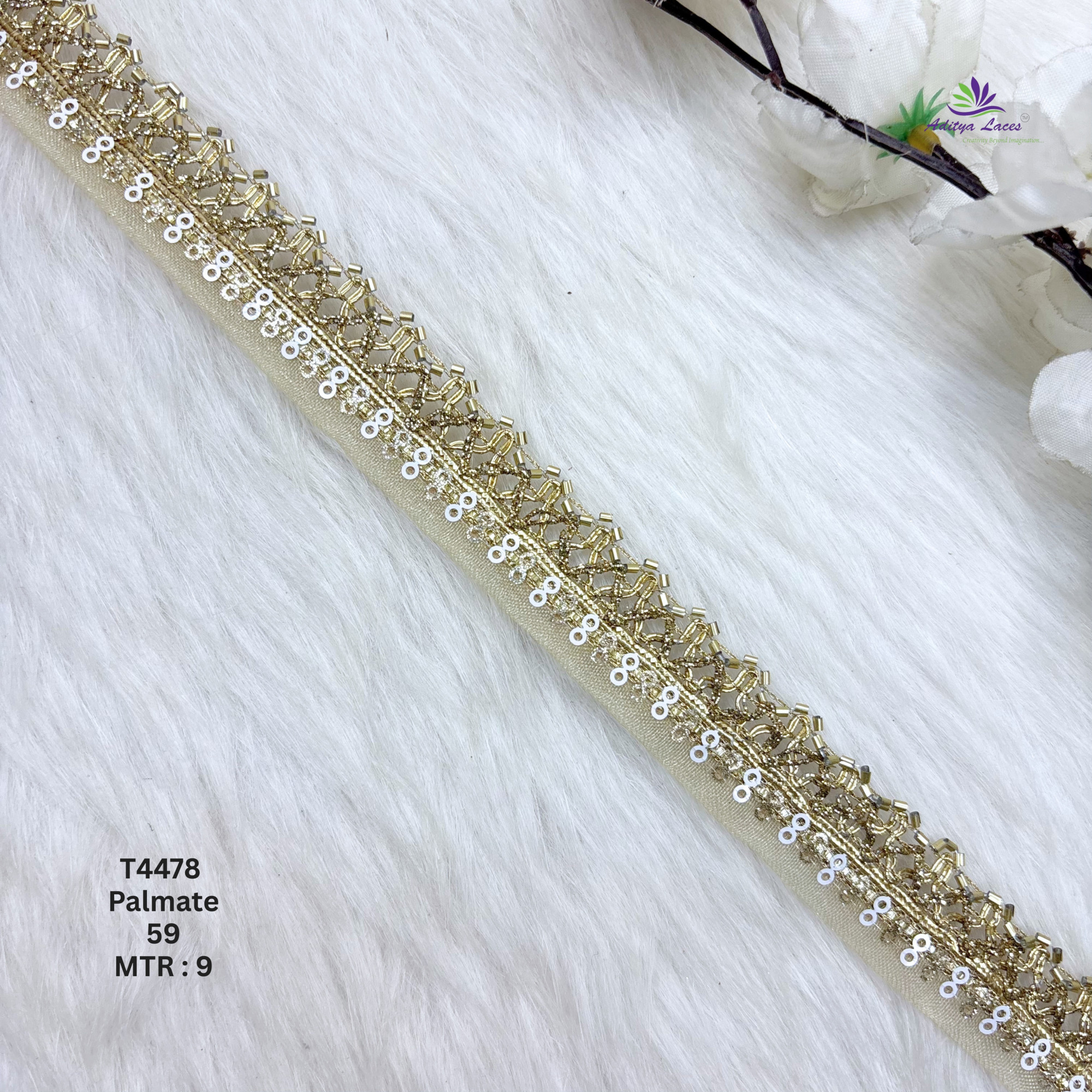 Multicolor Readymade Metallic Braided Lace Trim Designer Saree Border Bridal Decorative Beads Lace