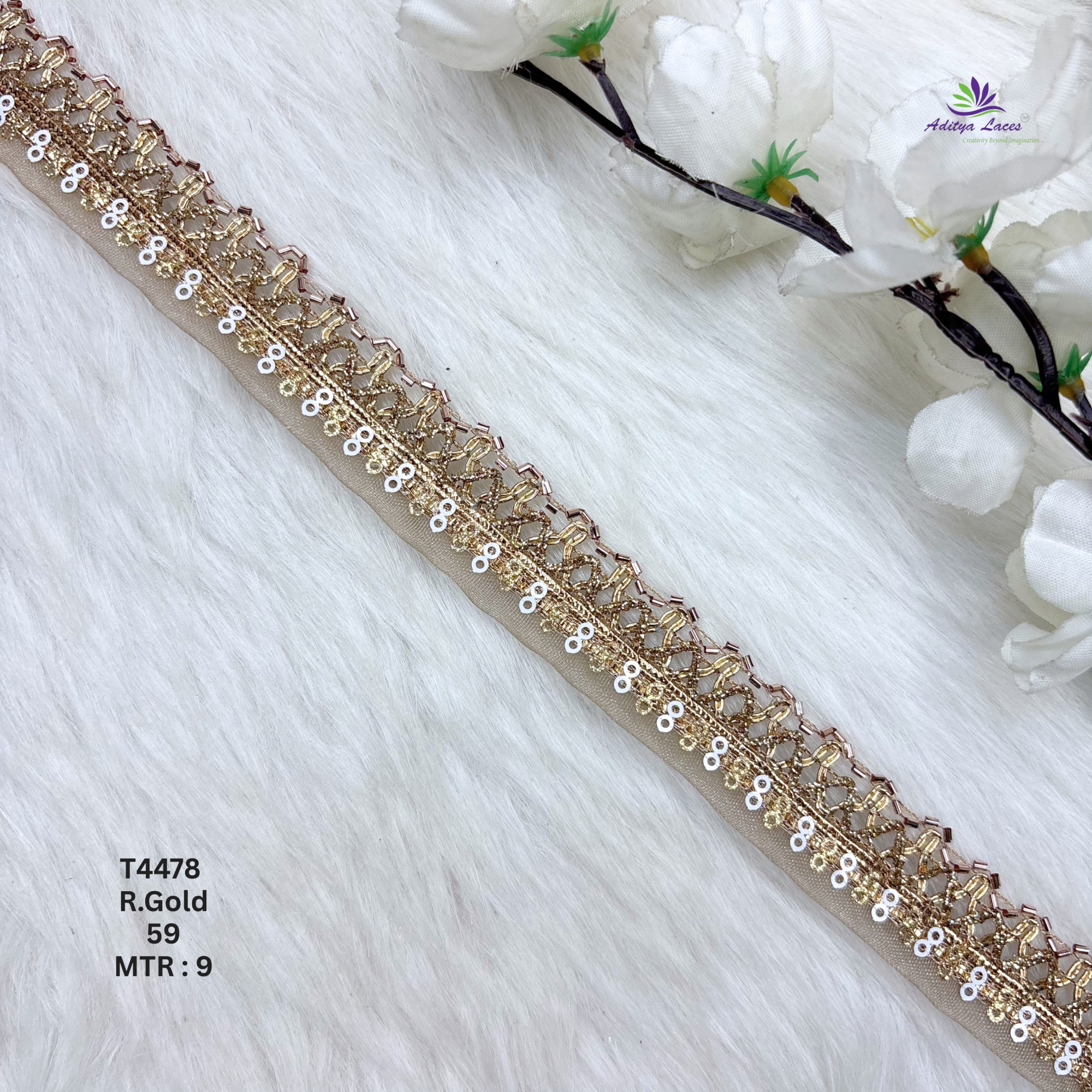 Multicolor Readymade Metallic Braided Lace Trim Designer Saree Border Bridal Decorative Beads Lace