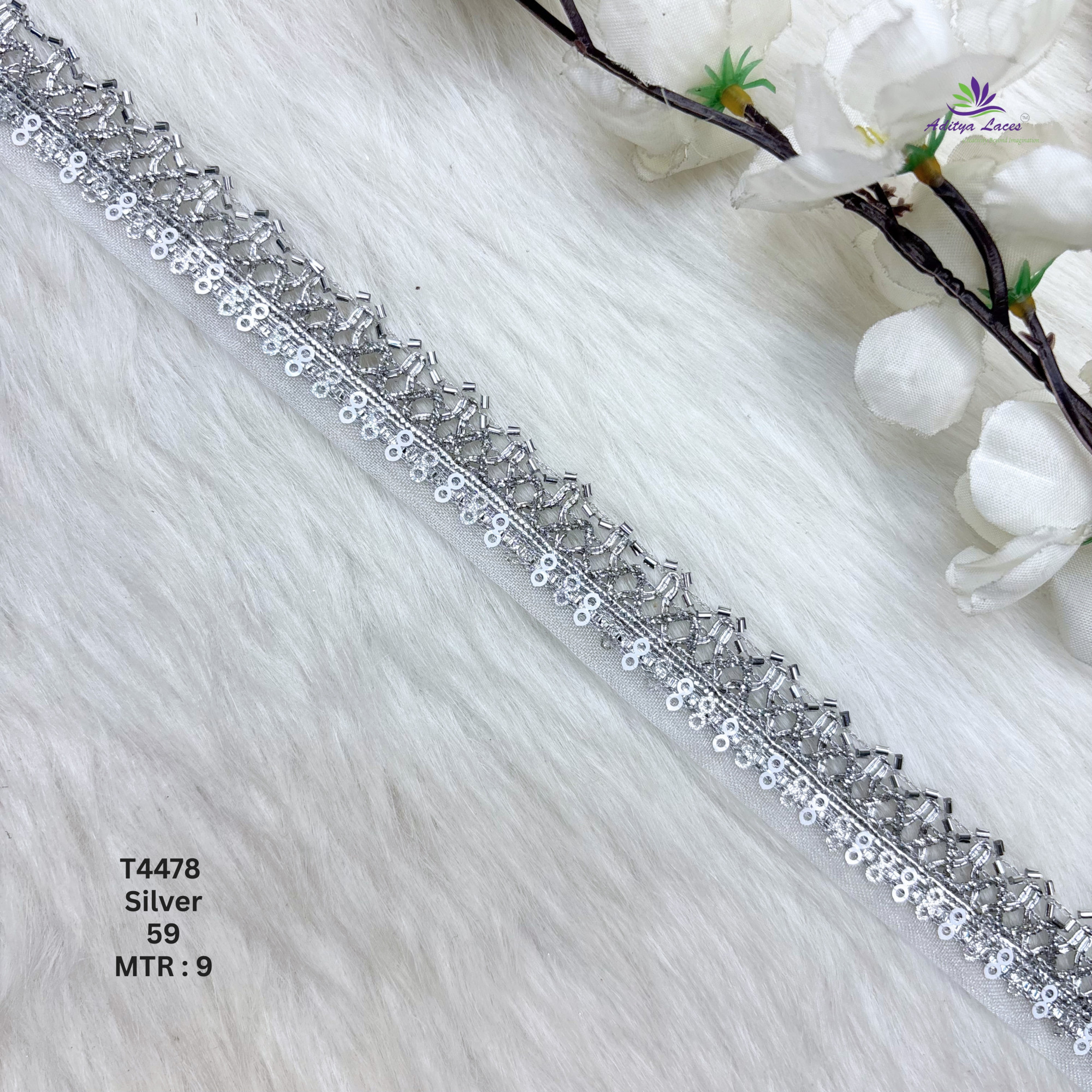 Multicolor Readymade Metallic Braided Lace Trim Designer Saree Border Bridal Decorative Beads Lace