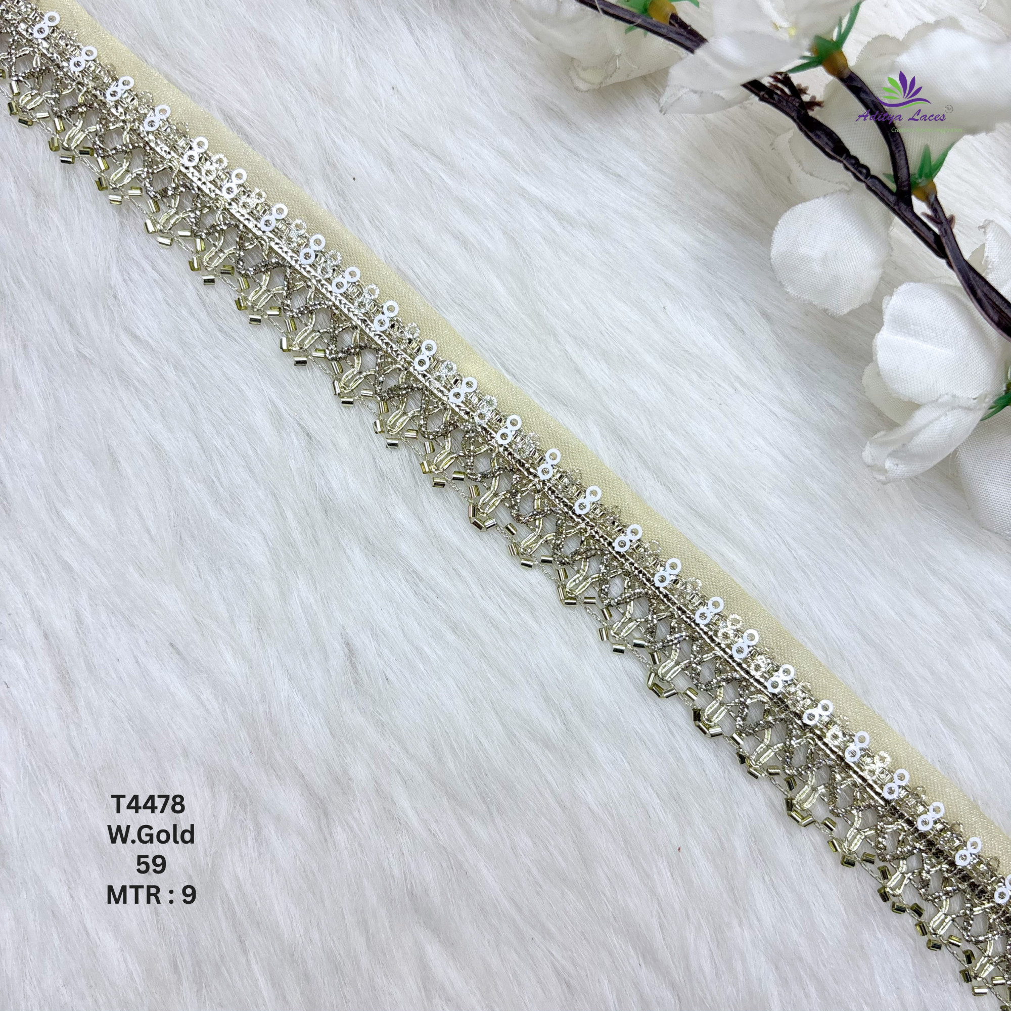 Multicolor Readymade Metallic Braided Lace Trim Designer Saree Border Bridal Decorative Beads Lace