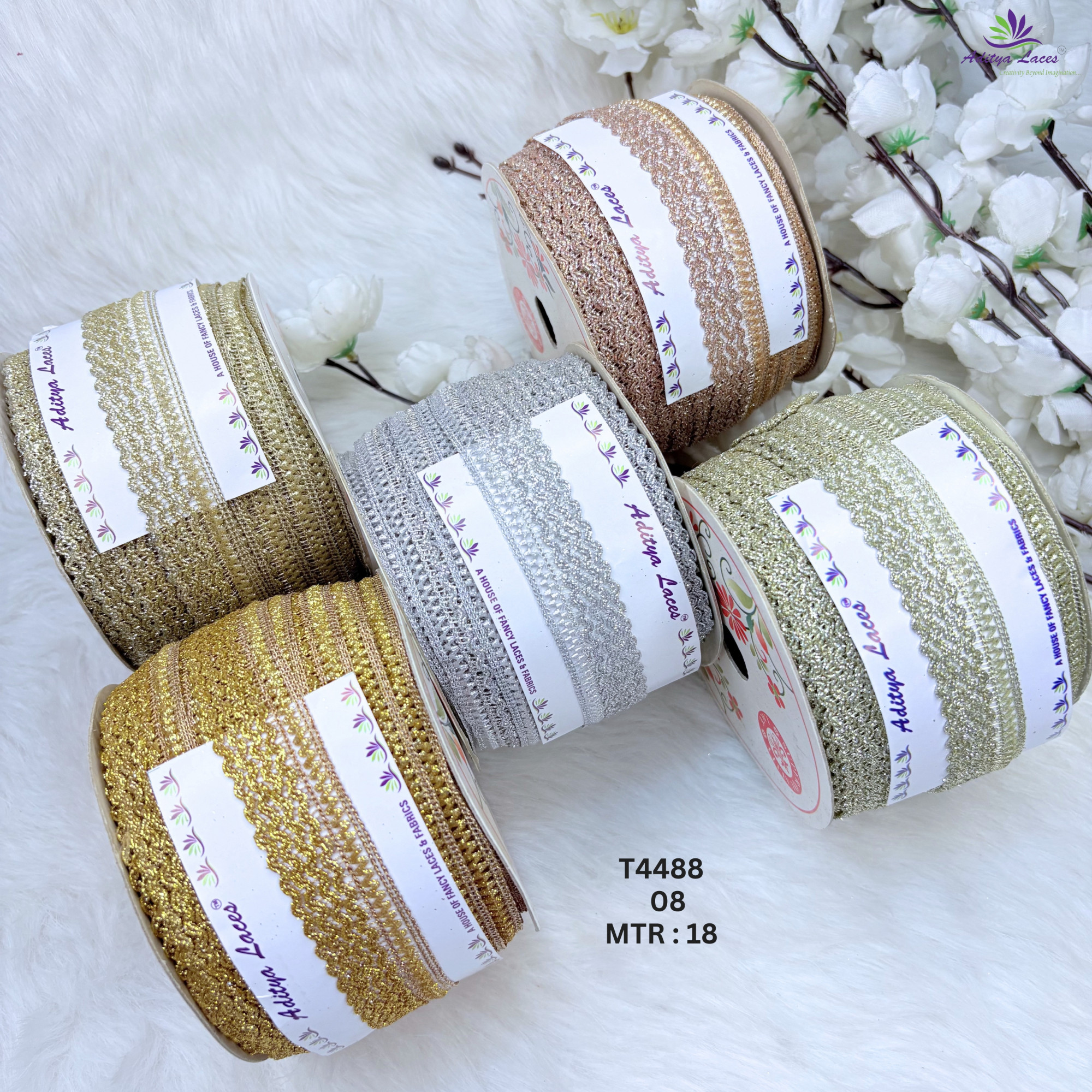 Readymade Metallic Crochet Lace Trim Straight Woven Designer Lace for Saree Borders