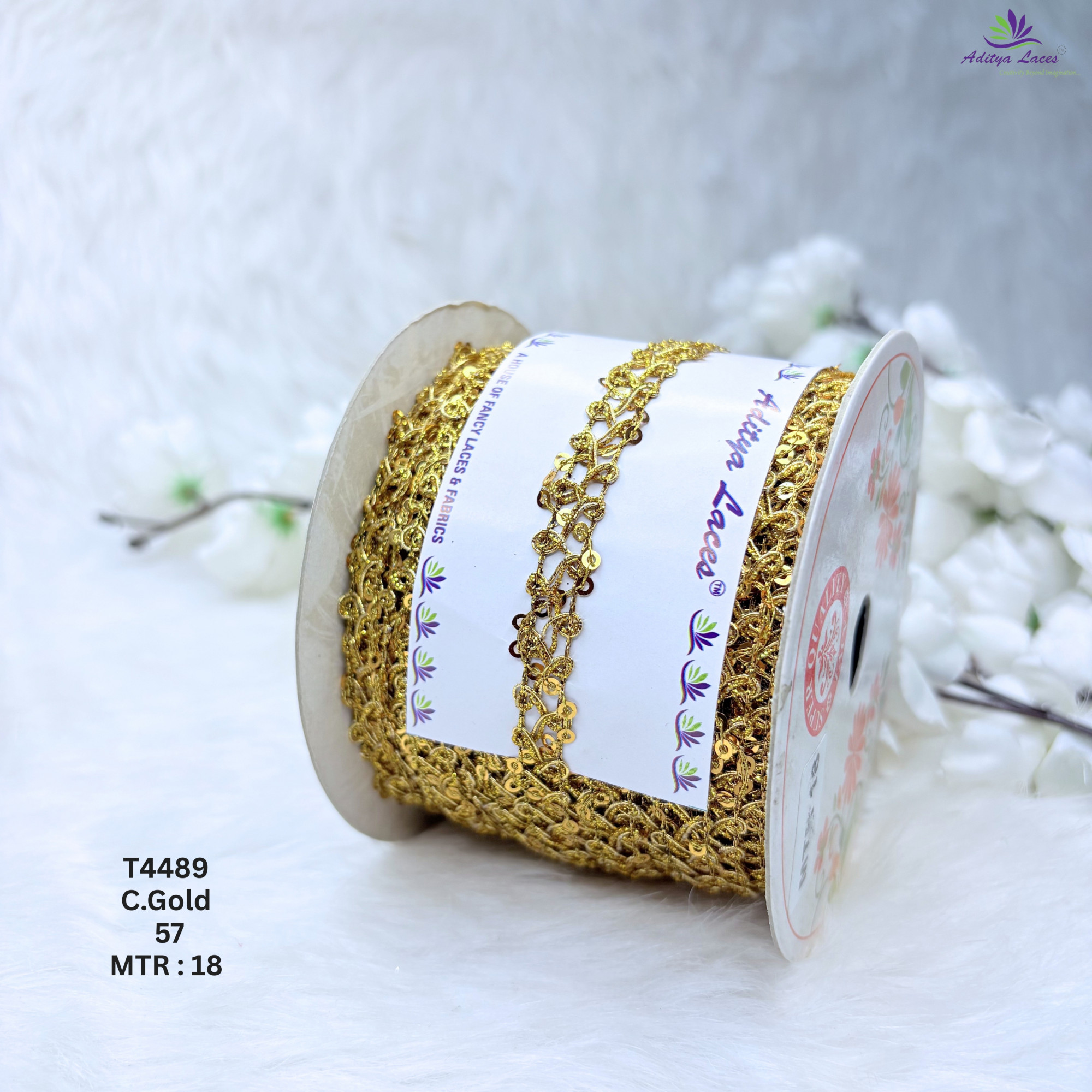 Readymade 8-Shape Sequin Embroidery Lace Border for Saree Bridal Wear - Designer Looped Fashion Trim