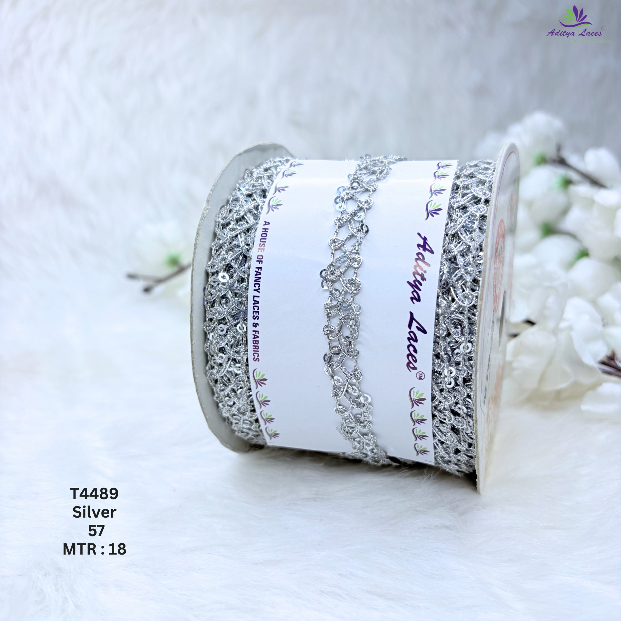 Readymade 8-Shape Sequin Embroidery Lace Border for Saree Bridal Wear - Designer Looped Fashion Trim