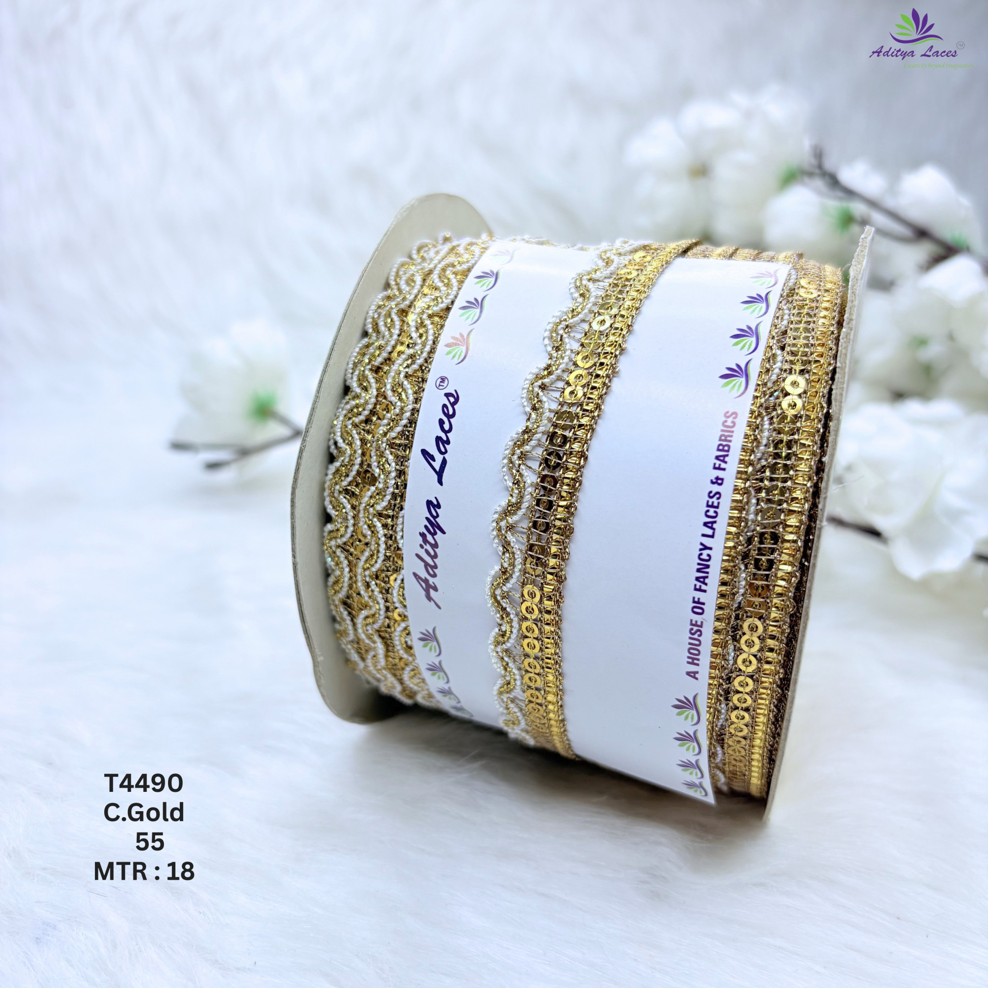 Readymade Scalloped Sequin Embroidery Lace Border for Sarees and Bridal Wear - Designer Fashion Trims