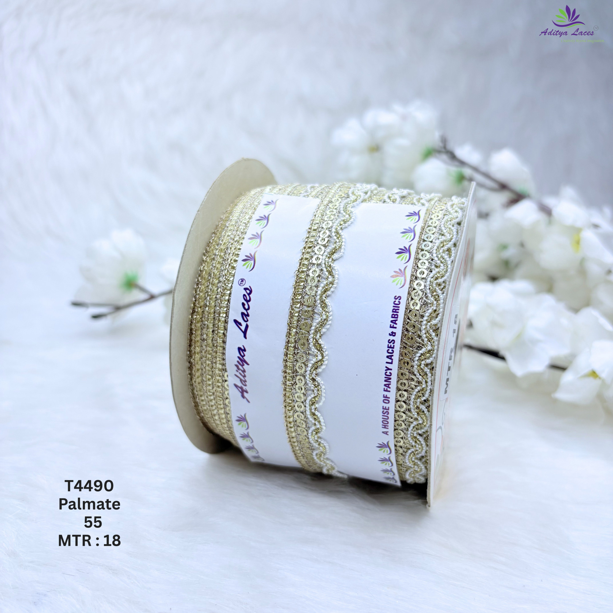 Readymade Scalloped Sequin Embroidery Lace Border for Sarees and Bridal Wear - Designer Fashion Trims