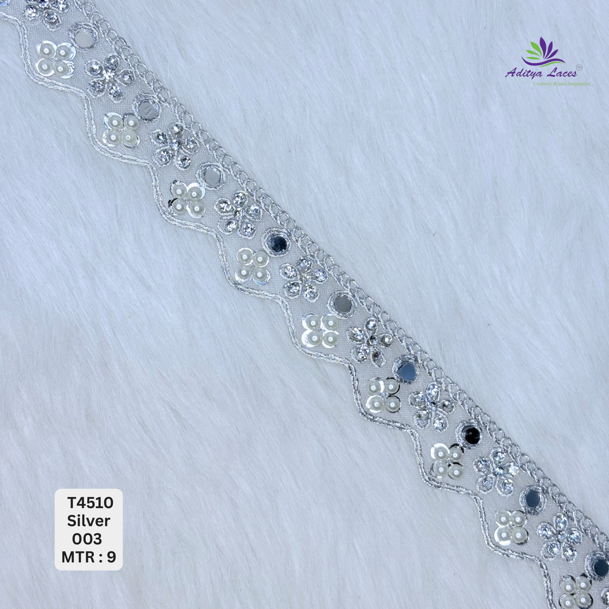 Designer Tissue Handwork Crown-Scallop Stone Lace Border for Bridal Sarees Pointed Zigzag Kundan Floral Trim