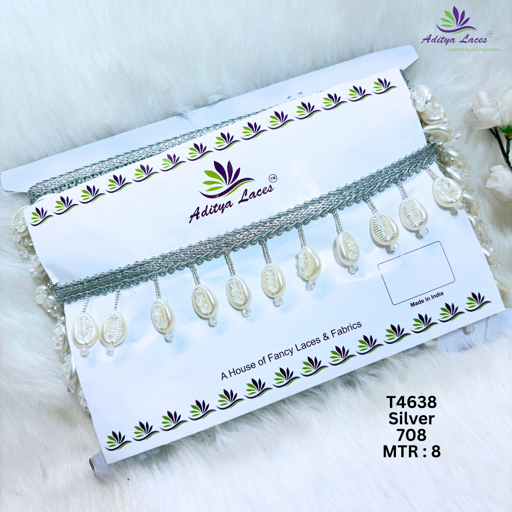 Designer Moti Pearl Teardrop Hanging Beads Lace Border for Sarees Dupattas  Bridal Wear  Elegant Ethnic Trim T4638