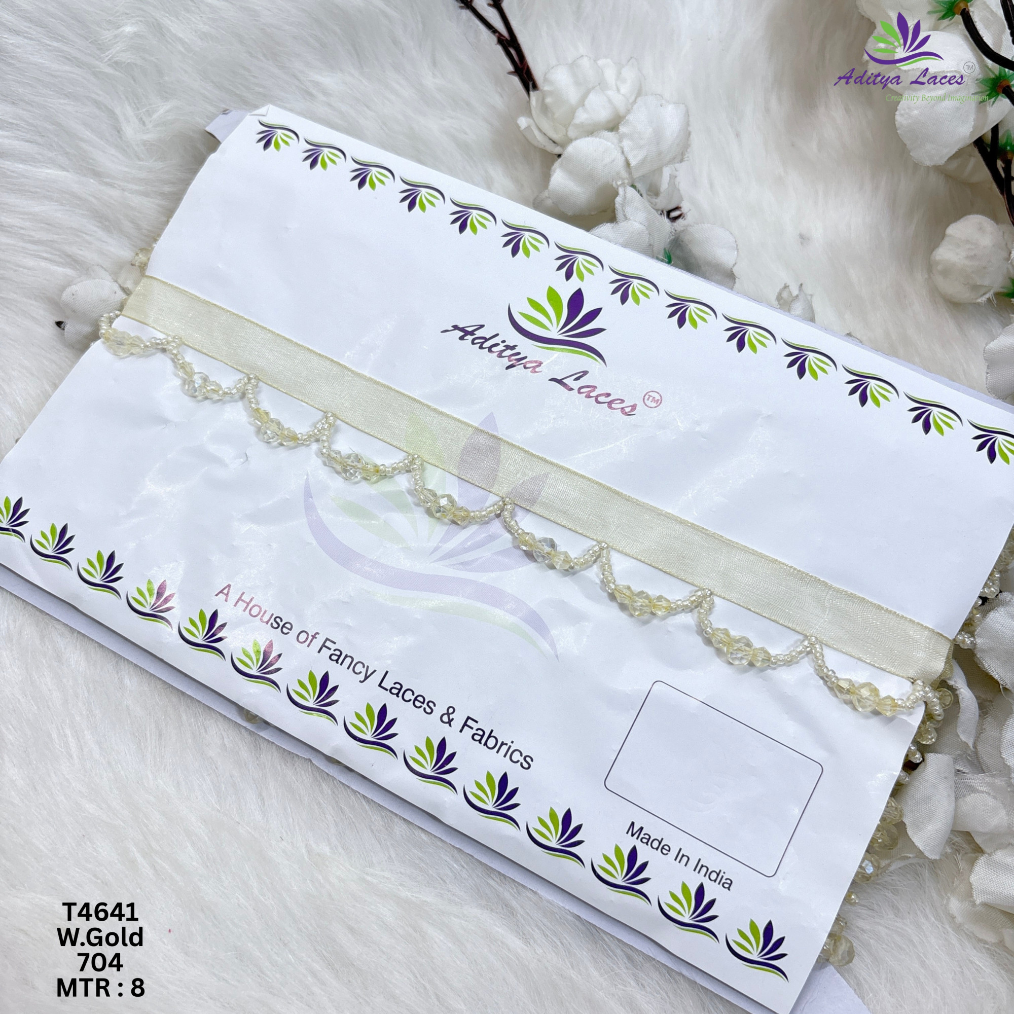 Designer Moti Scalloped Wave Beads Lace Border for Sarees Dupattas  Bridal Wear  Elegant Ethnic Fashion Trim T4641