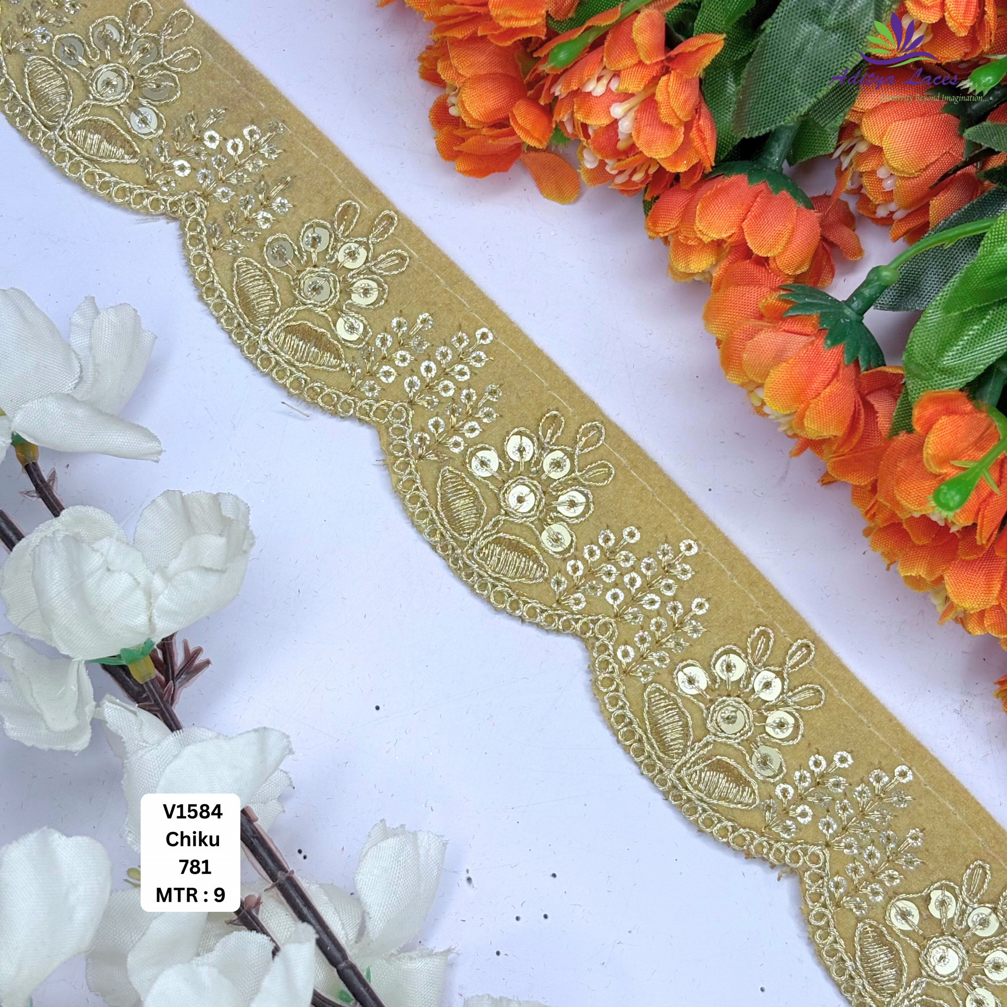 Ethnic Velvet Lace Border Trim for Saree Lehenga Bridal Wear