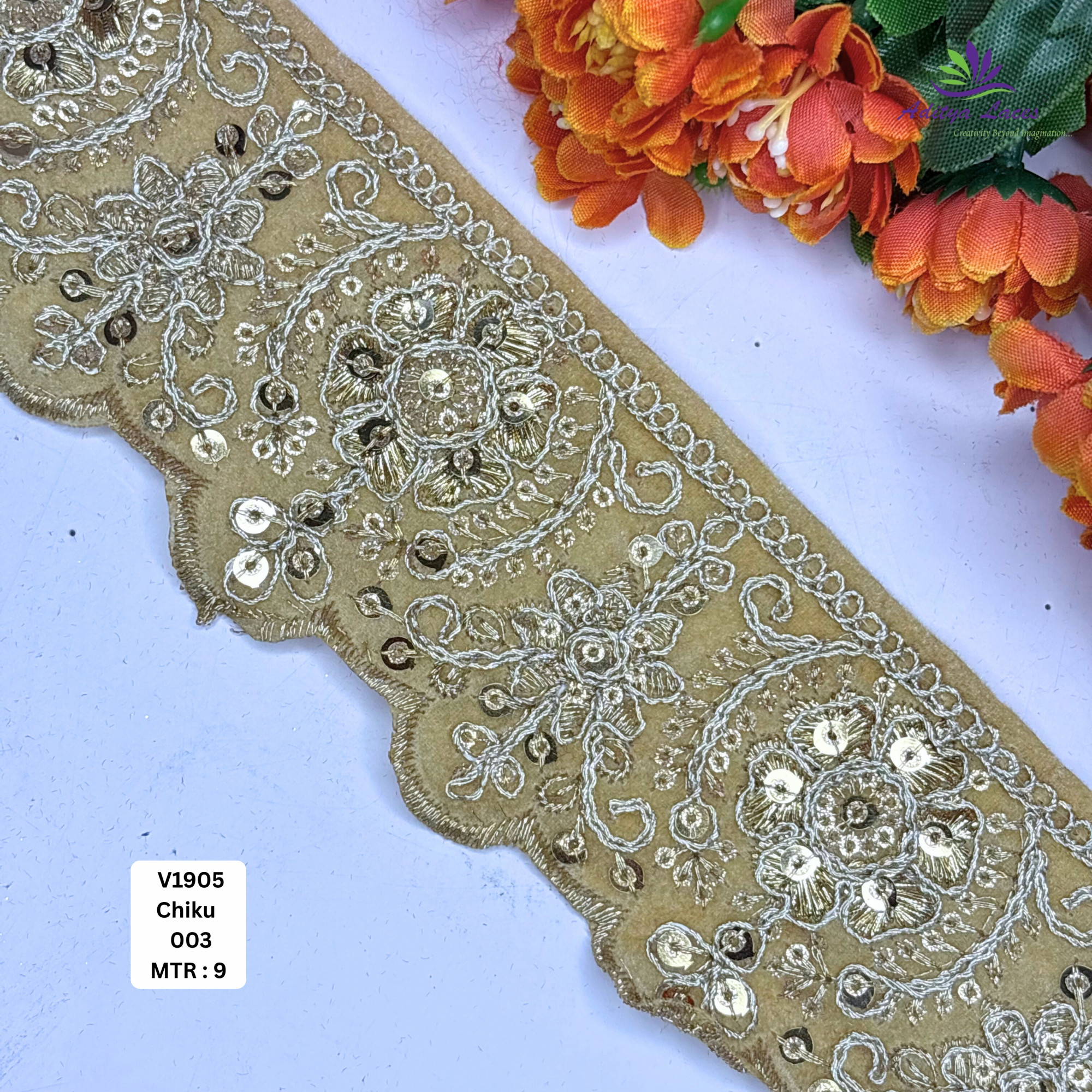Traditional Velvet Lace Border Trim for Saree Lehenga Bridal Wear