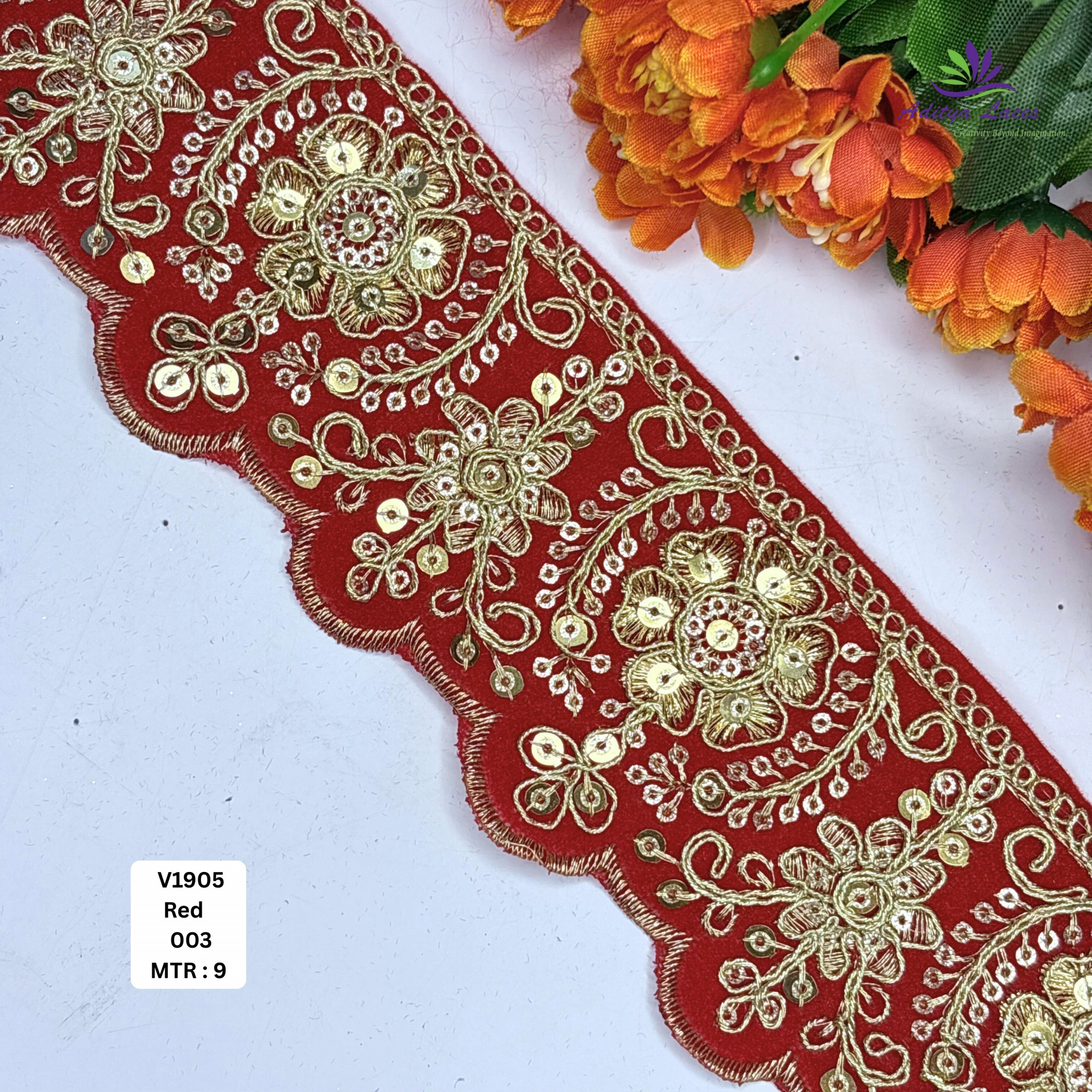 Traditional Velvet Lace Border Trim for Saree Lehenga Bridal Wear