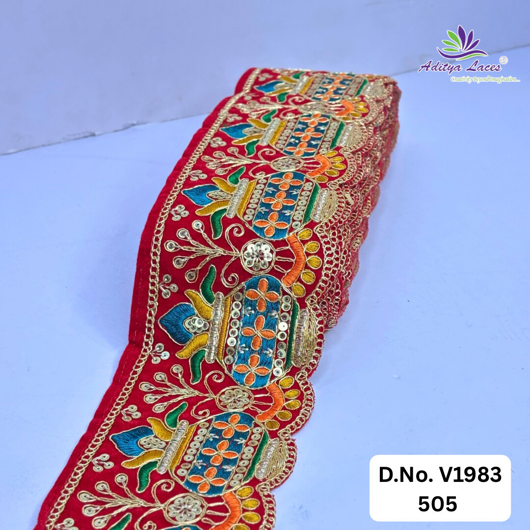 Designer Velvet Lace Border Trim for Saree Lehenga Bridal Wear
