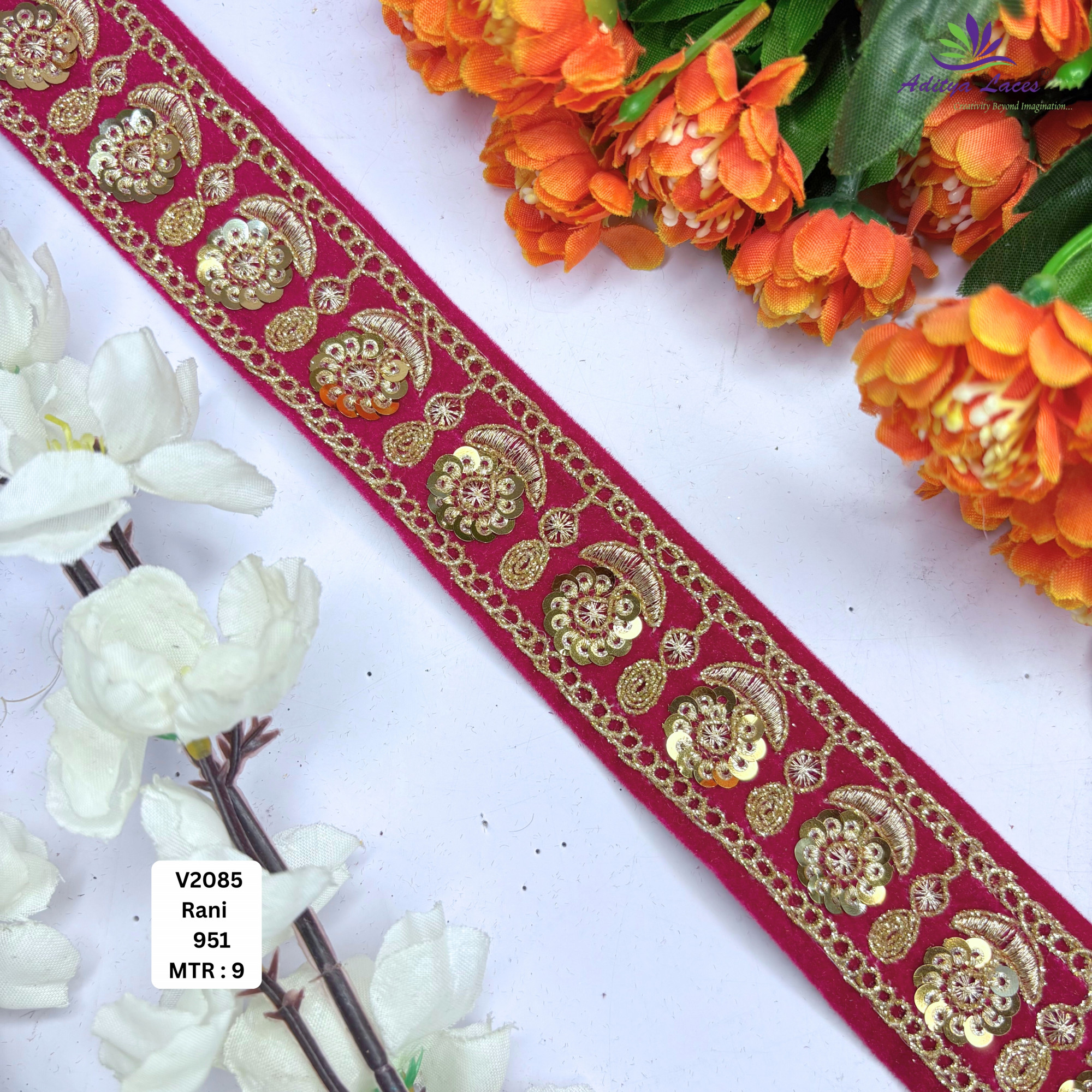 Classic Velvet Lace Border Trim for Saree Lehenga Bridal Wear