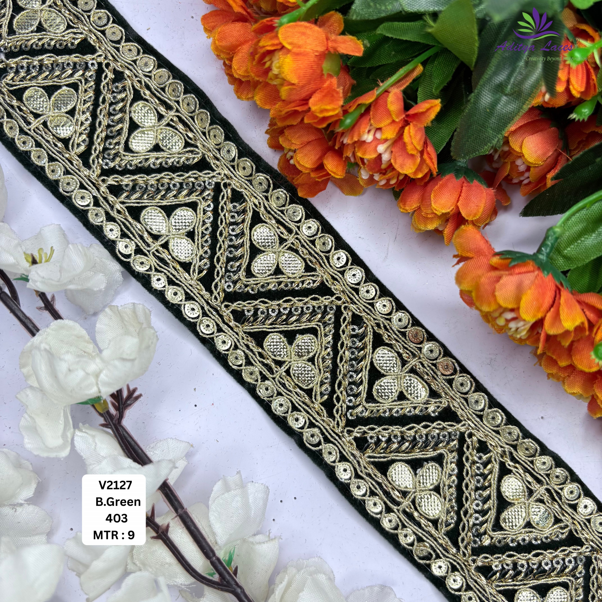 Classic Velvet Lace Border Trim for Saree Lehenga Bridal Wear