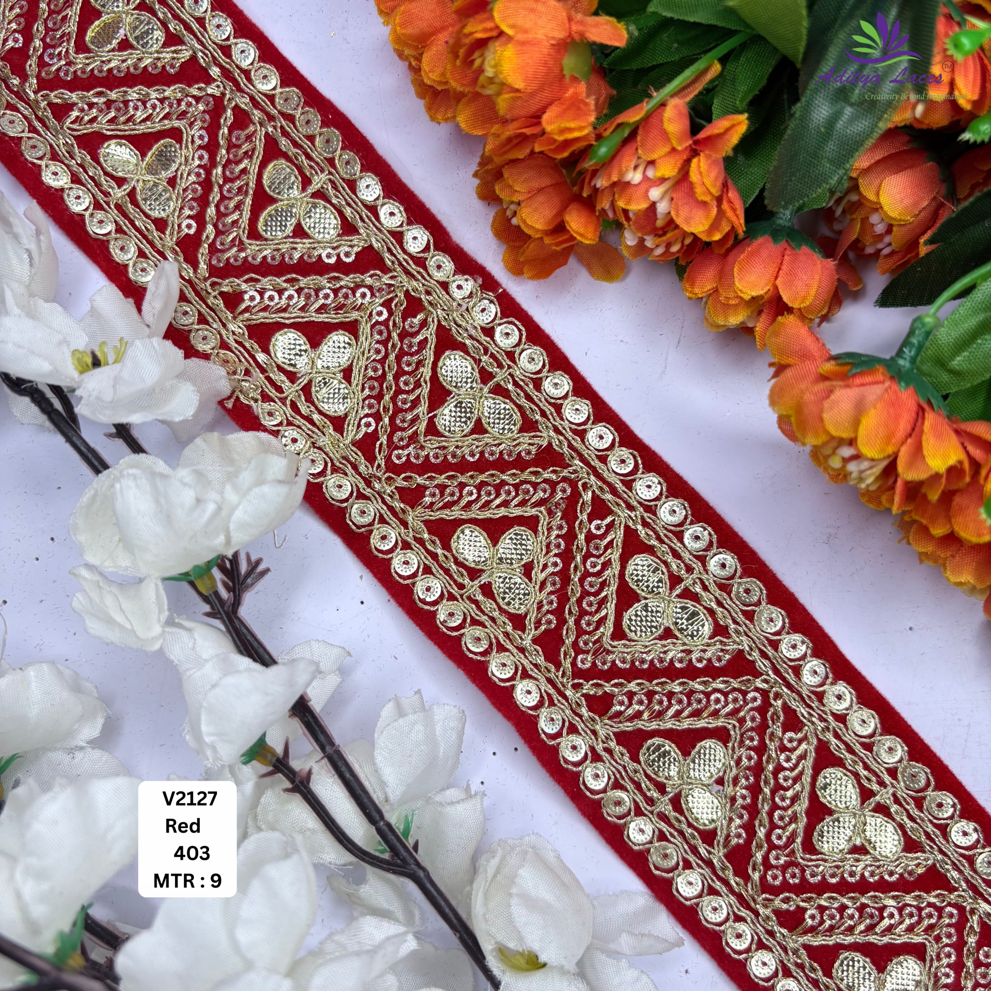Classic Velvet Lace Border Trim for Saree Lehenga Bridal Wear