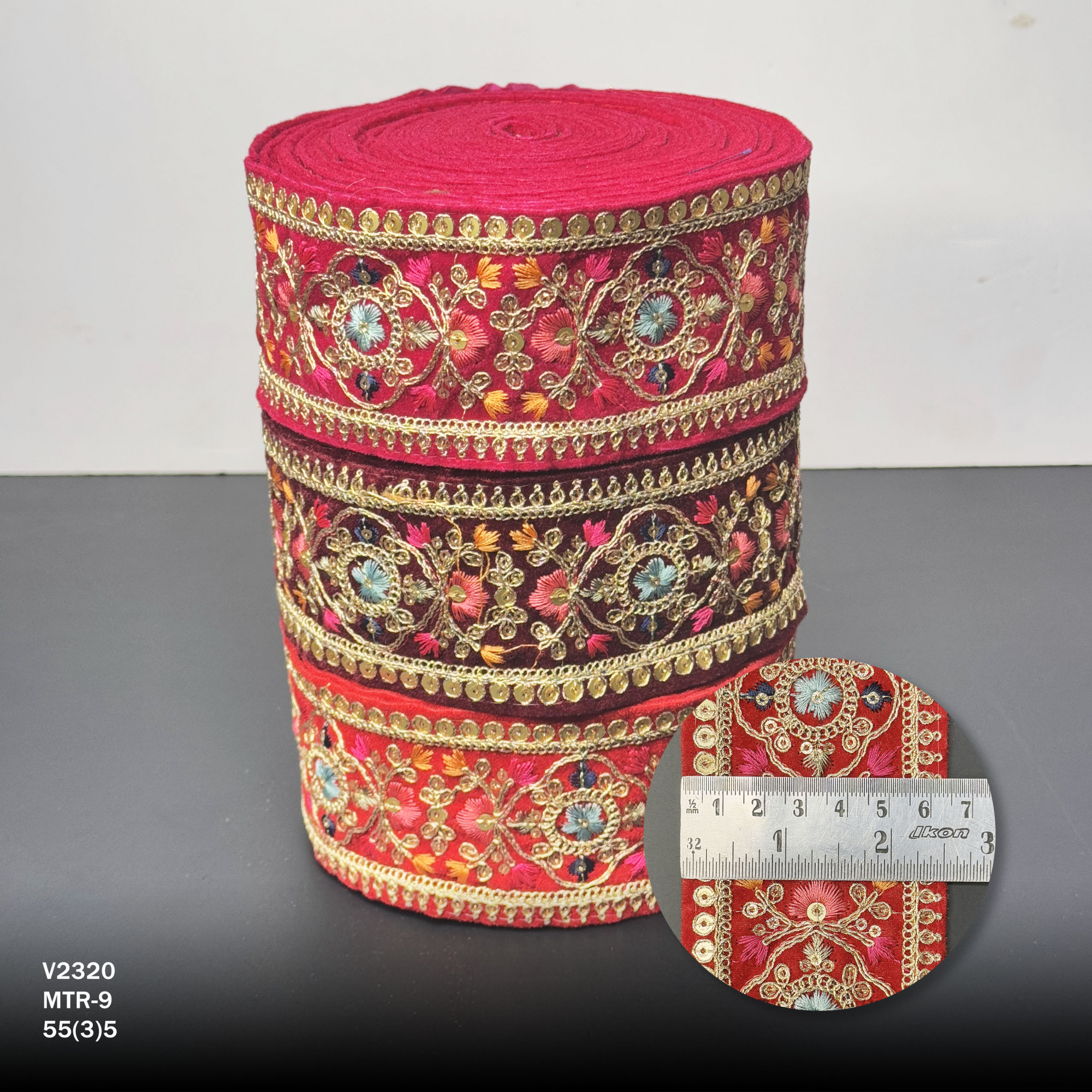Traditional Velvet Lace Border Trim for Saree Lehenga Bridal Wear