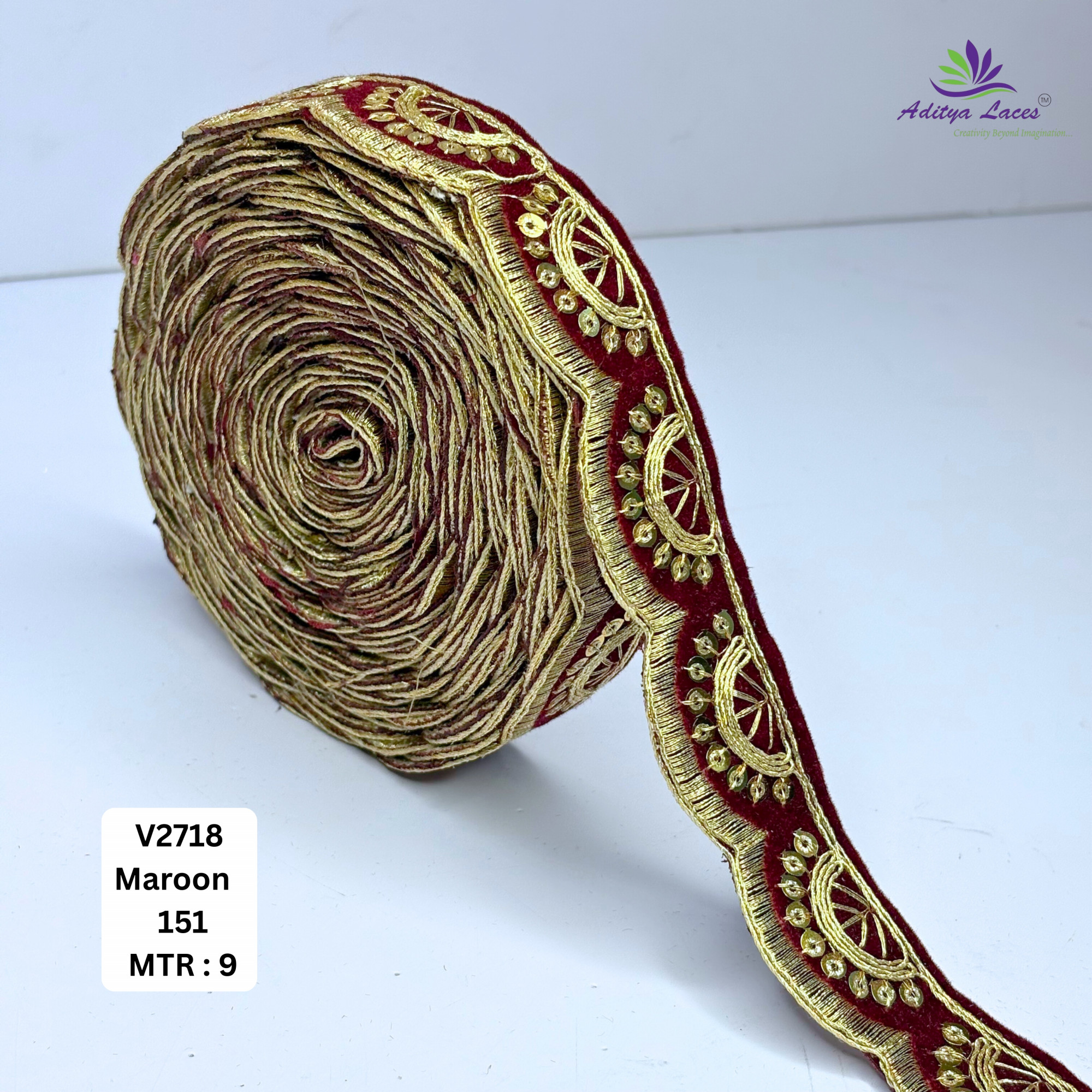 Traditional Velvet Lace Border Trim for Saree Lehenga Bridal Wear