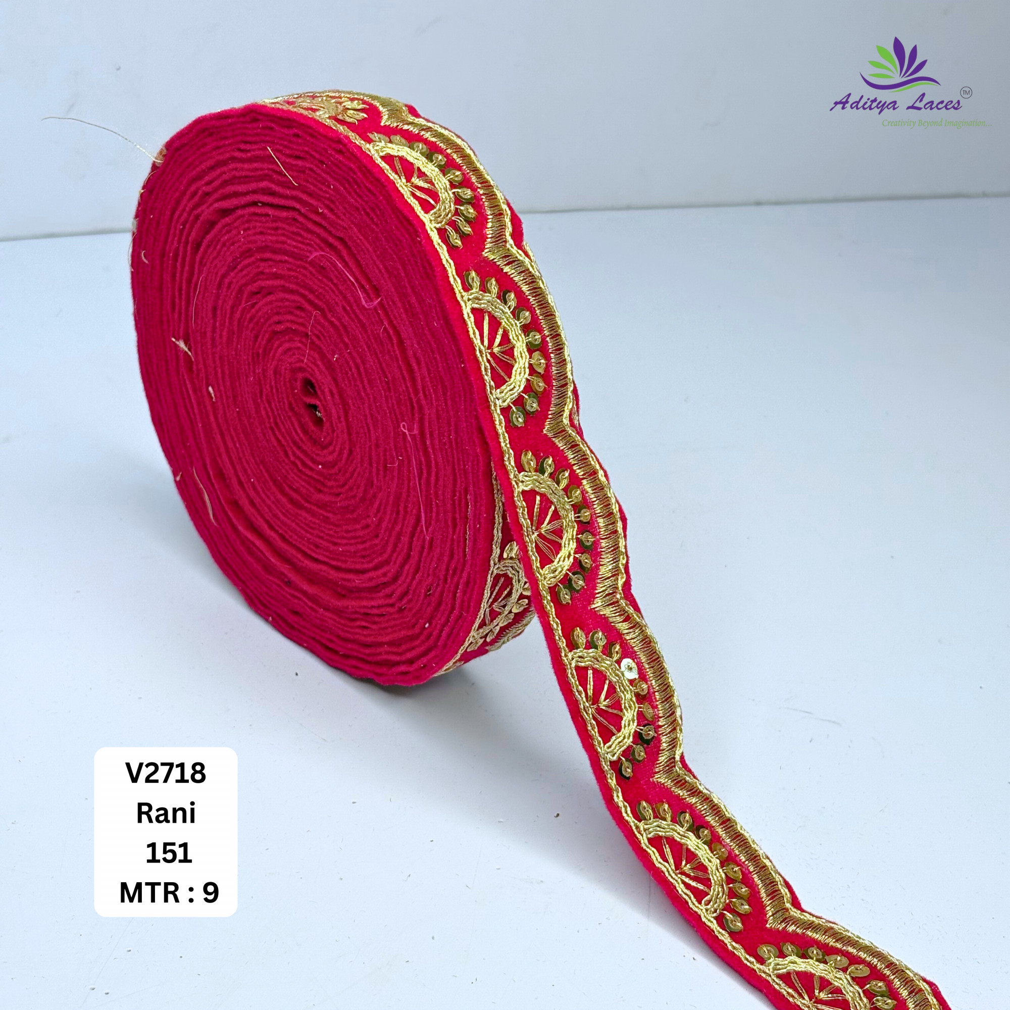 Traditional Velvet Lace Border Trim for Saree Lehenga Bridal Wear