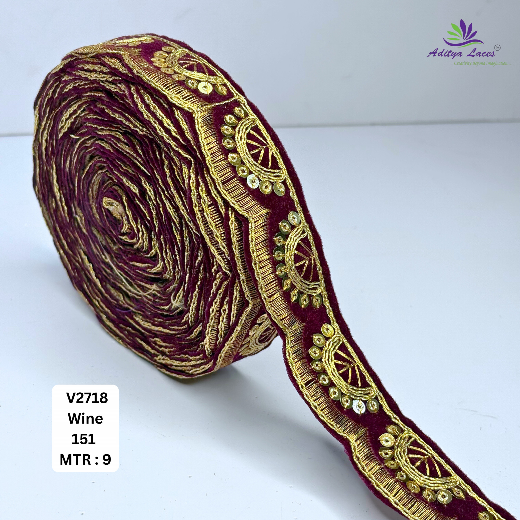 Traditional Velvet Lace Border Trim for Saree Lehenga Bridal Wear