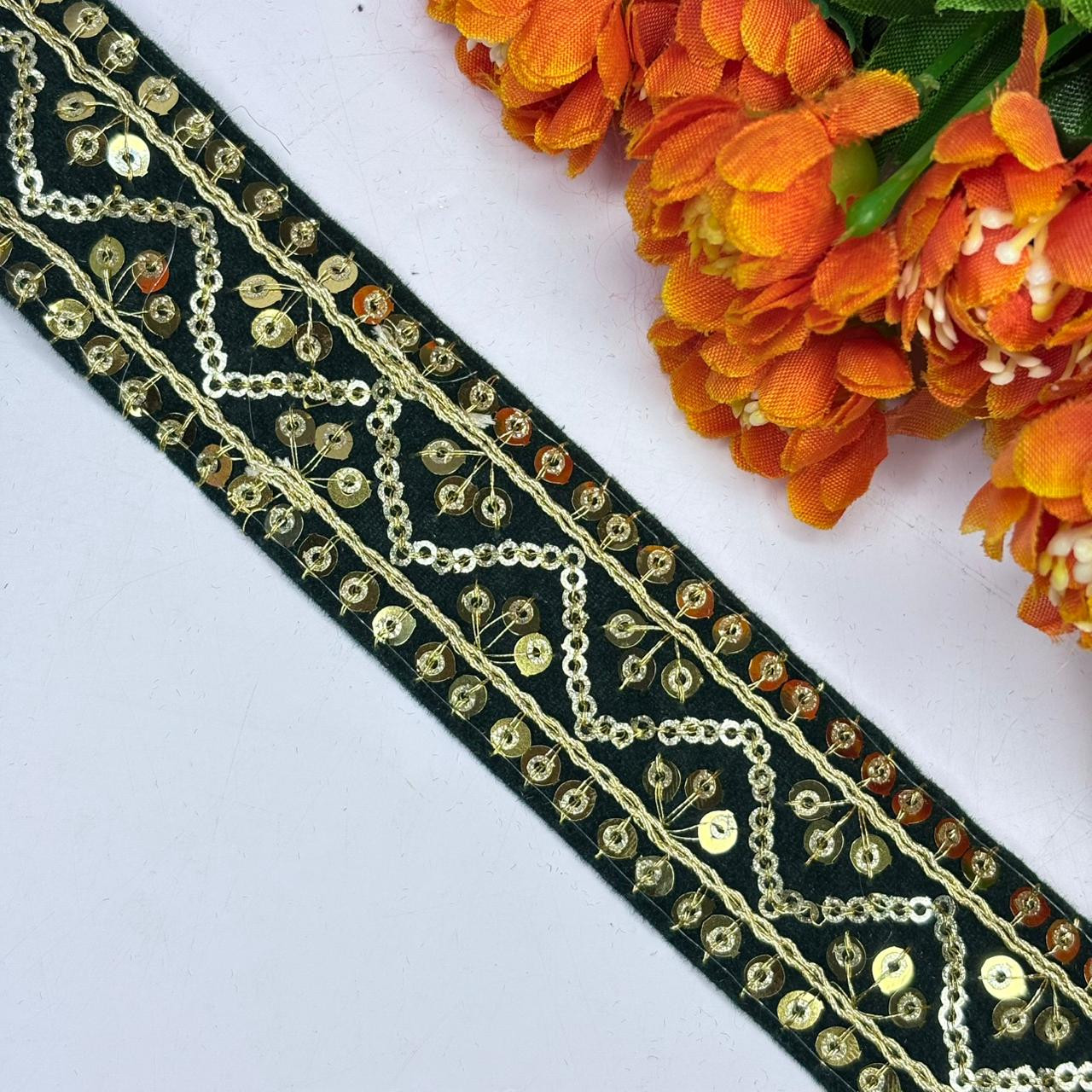 Ethnic Velvet Lace Border Trim for Saree Lehenga Bridal Wear