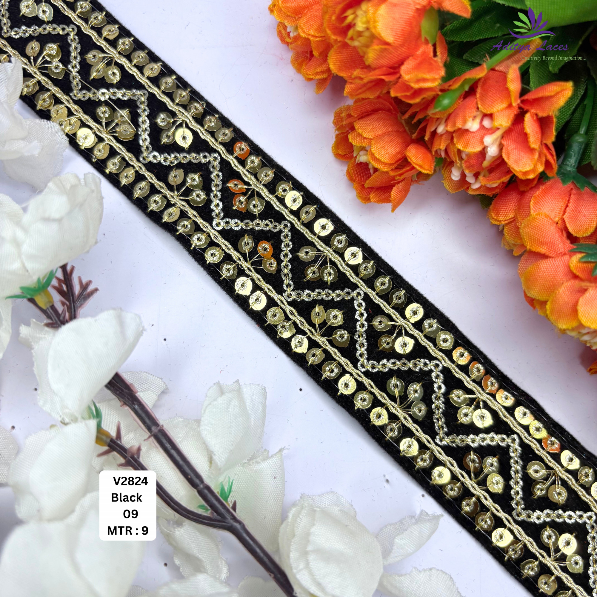 Ethnic Velvet Lace Border Trim for Saree Lehenga Bridal Wear