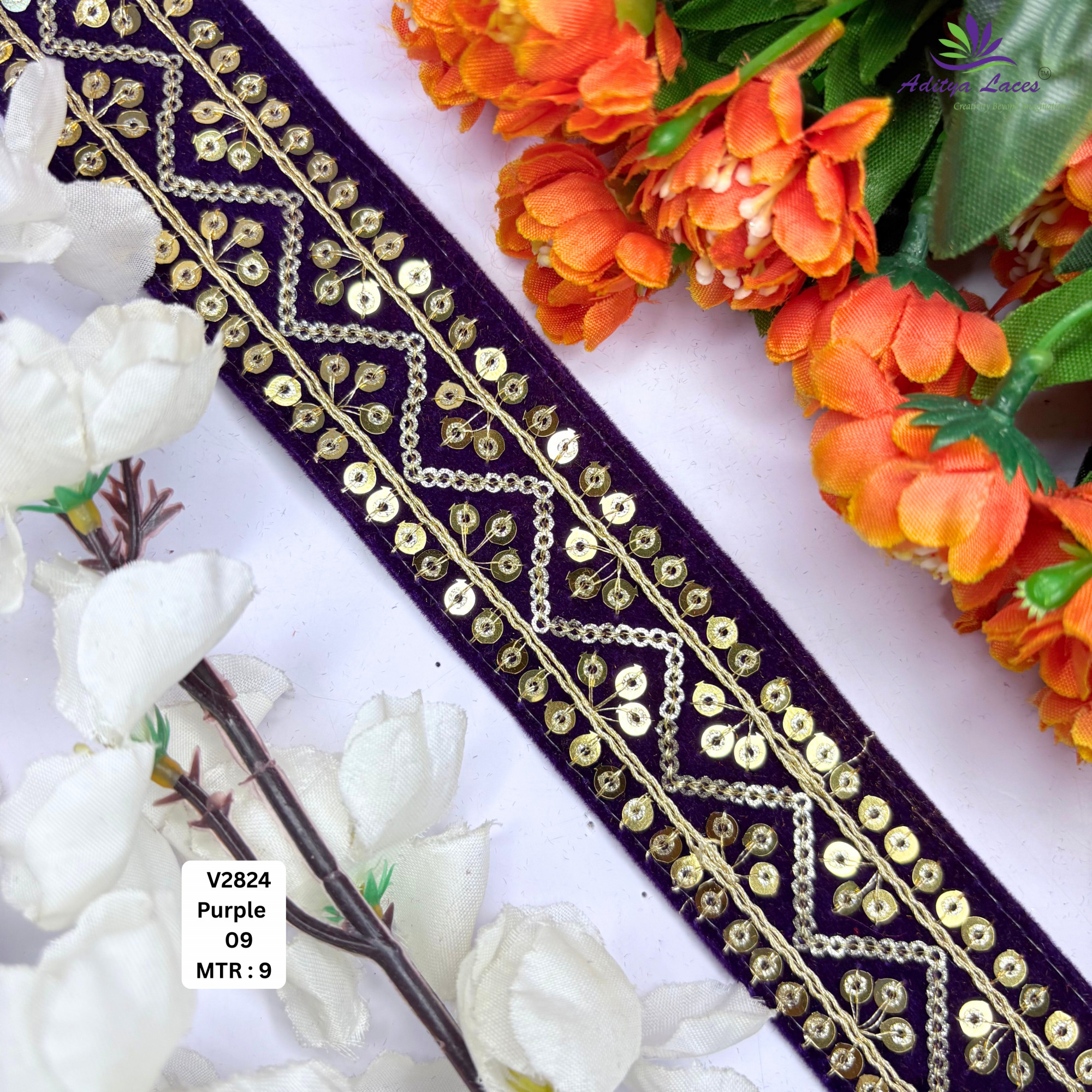 Ethnic Velvet Lace Border Trim for Saree Lehenga Bridal Wear