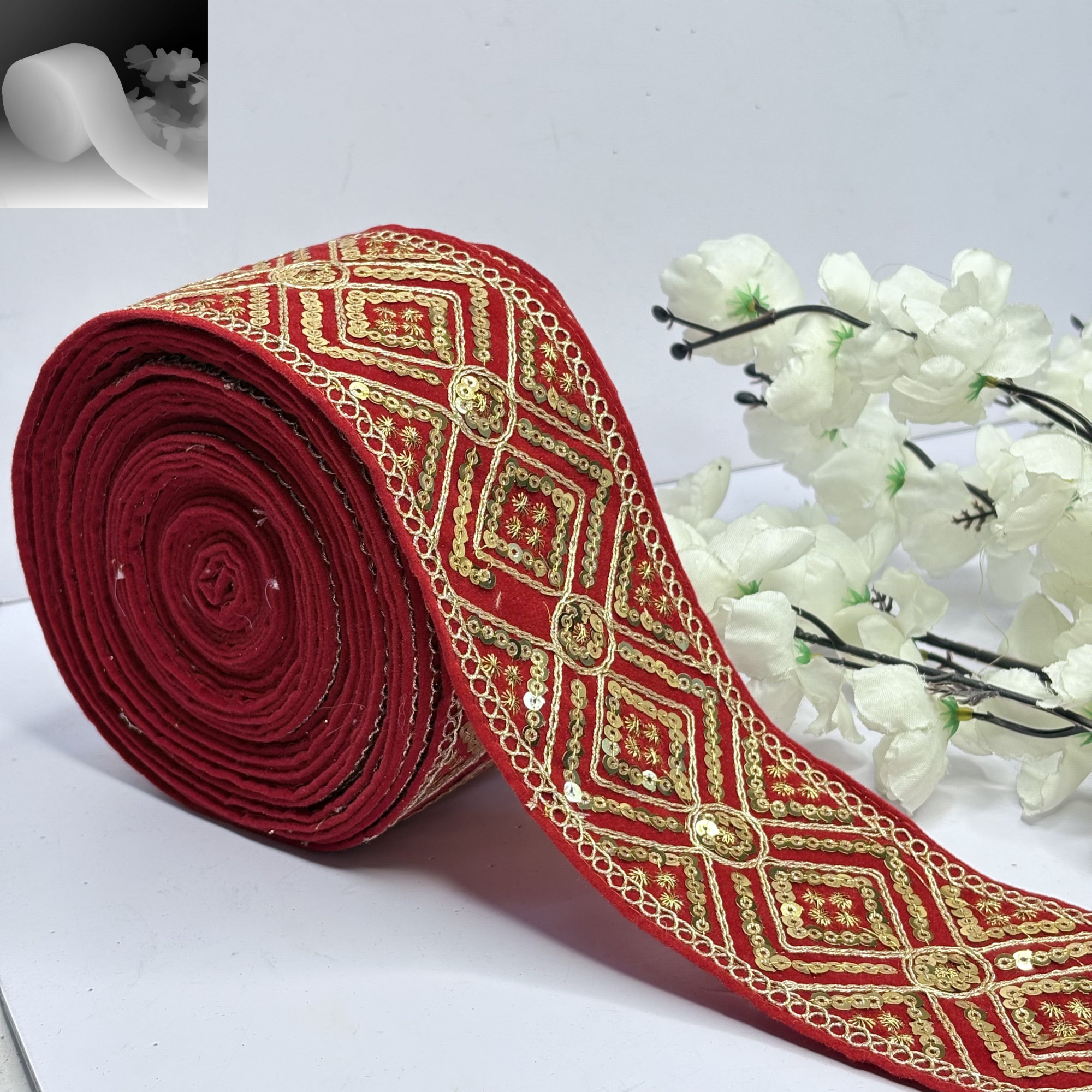Designer Velvet Lace Border Trim for Saree Lehenga Bridal Wear