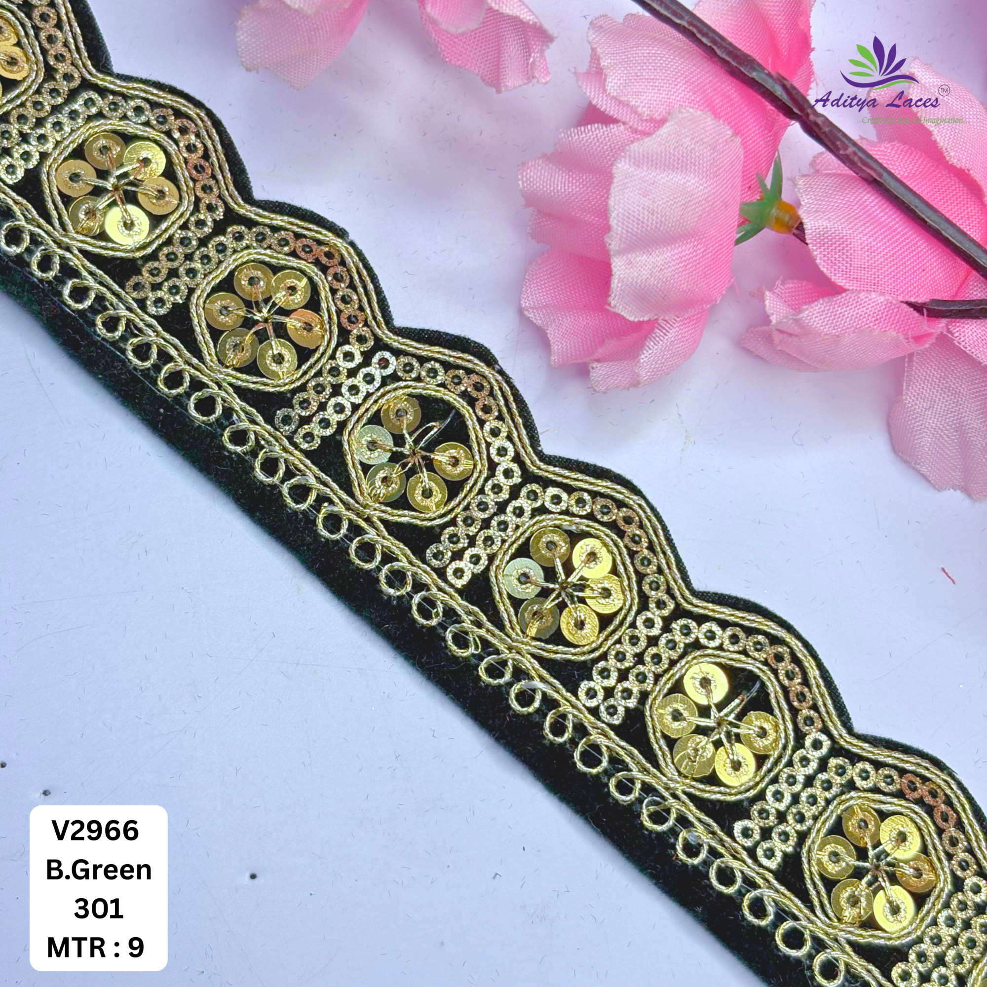 Decorative Velvet Lace Border Trim for Saree Lehenga Bridal Wear