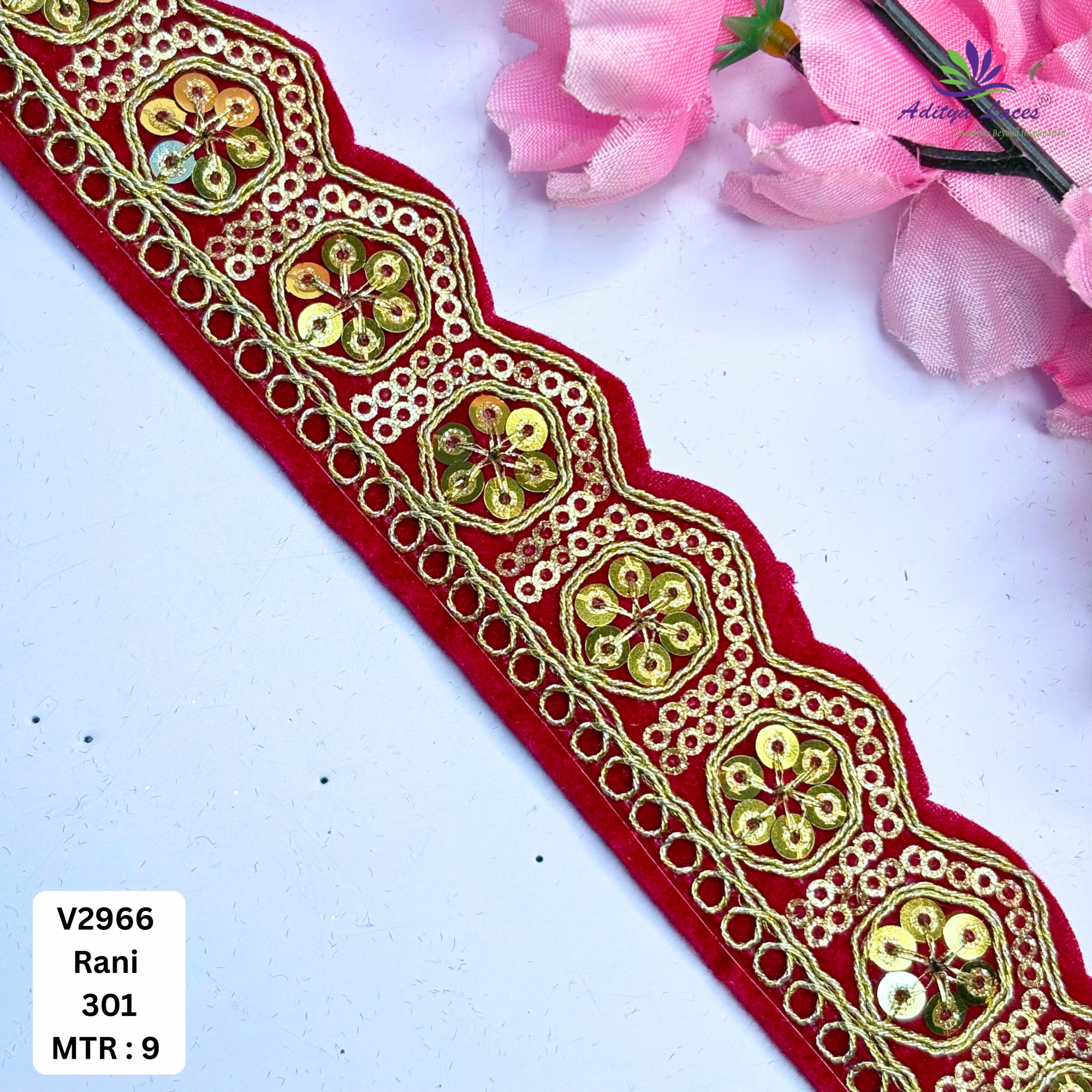 Decorative Velvet Lace Border Trim for Saree Lehenga Bridal Wear