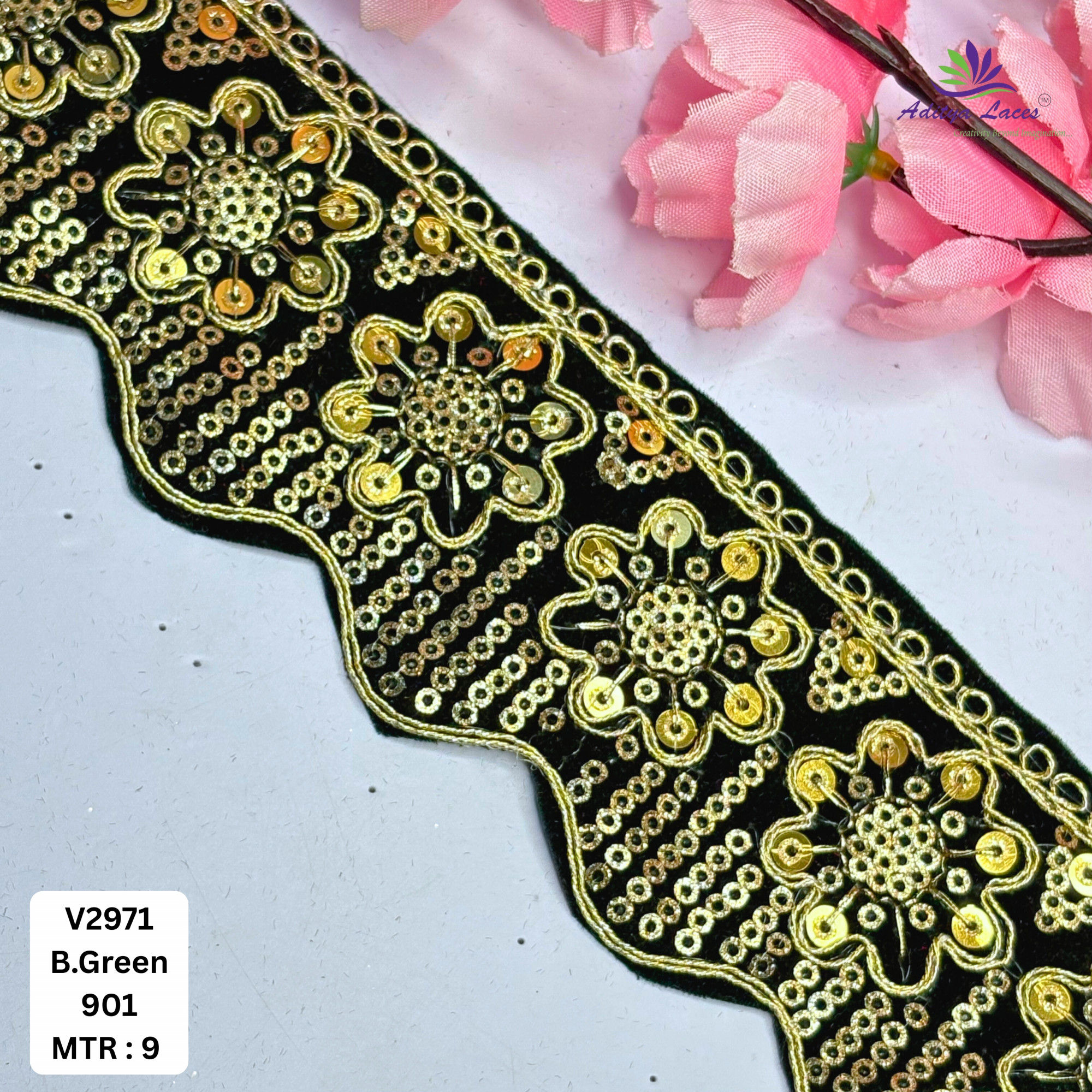 Premium Velvet Lace Border Trim for Saree Lehenga Bridal Wear
