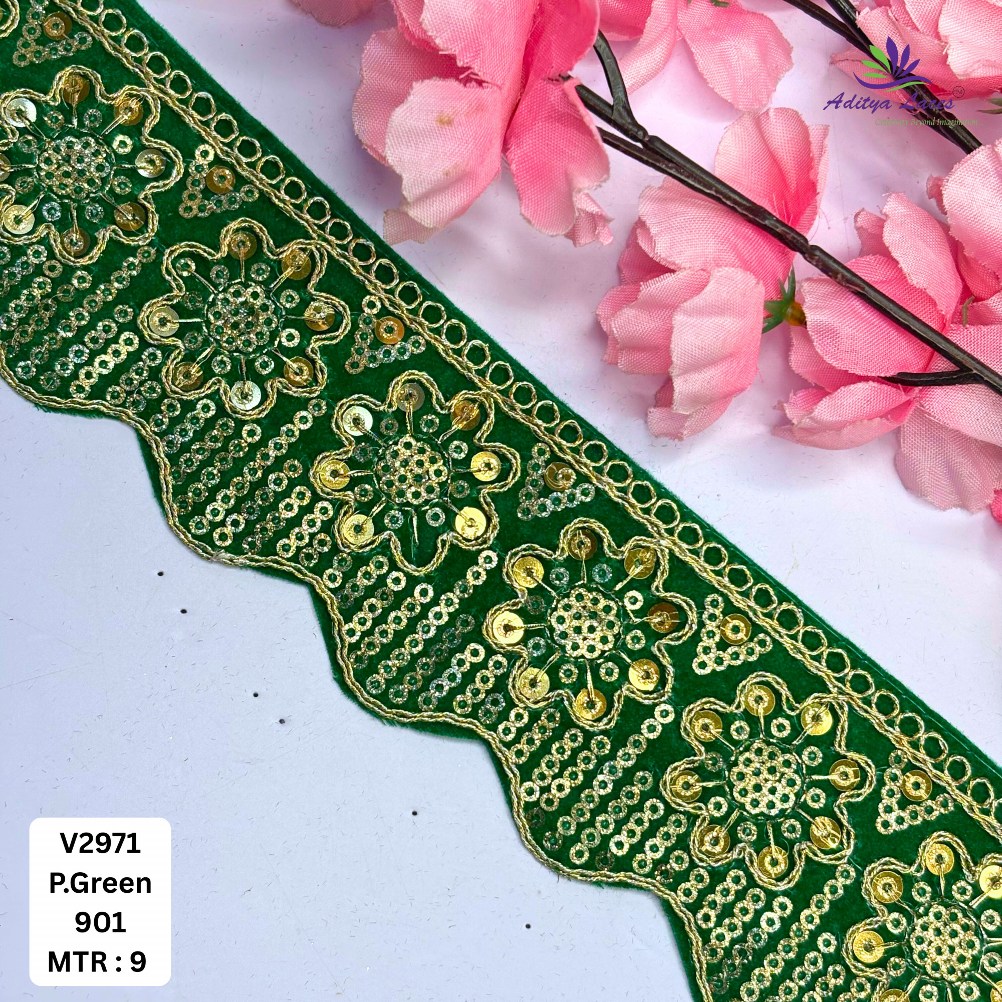 Premium Velvet Lace Border Trim for Saree Lehenga Bridal Wear