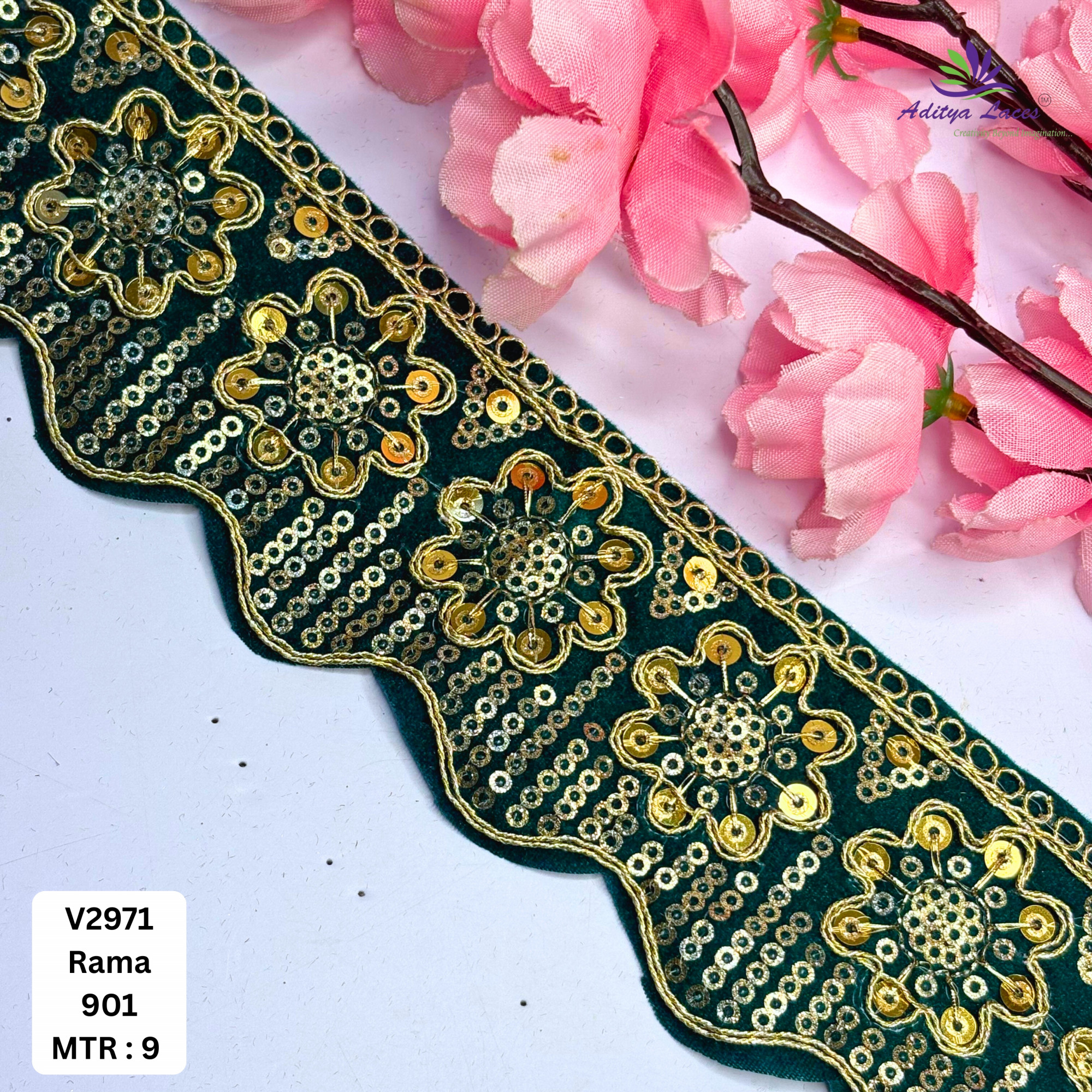 Premium Velvet Lace Border Trim for Saree Lehenga Bridal Wear