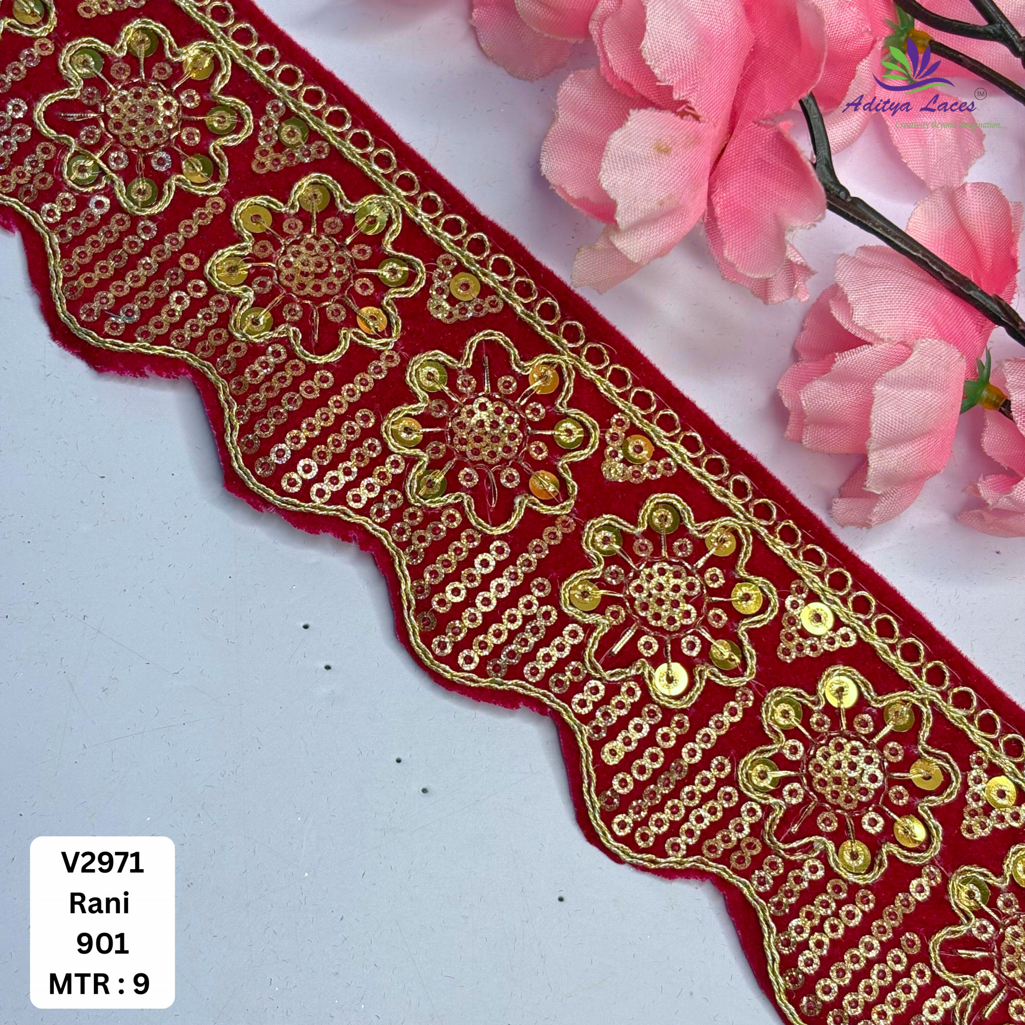 Premium Velvet Lace Border Trim for Saree Lehenga Bridal Wear