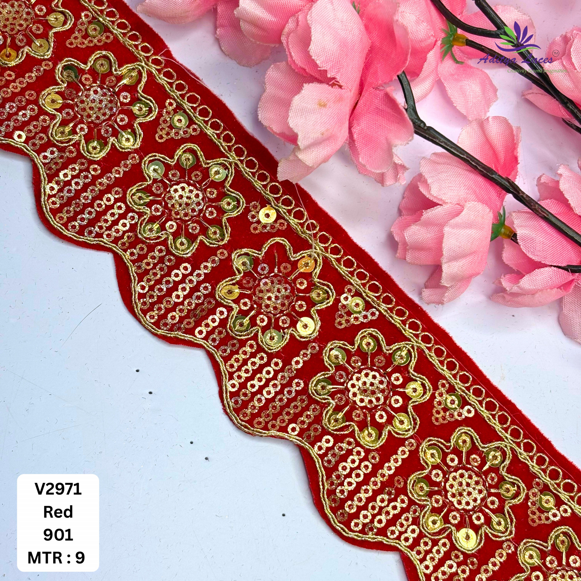 Premium Velvet Lace Border Trim for Saree Lehenga Bridal Wear