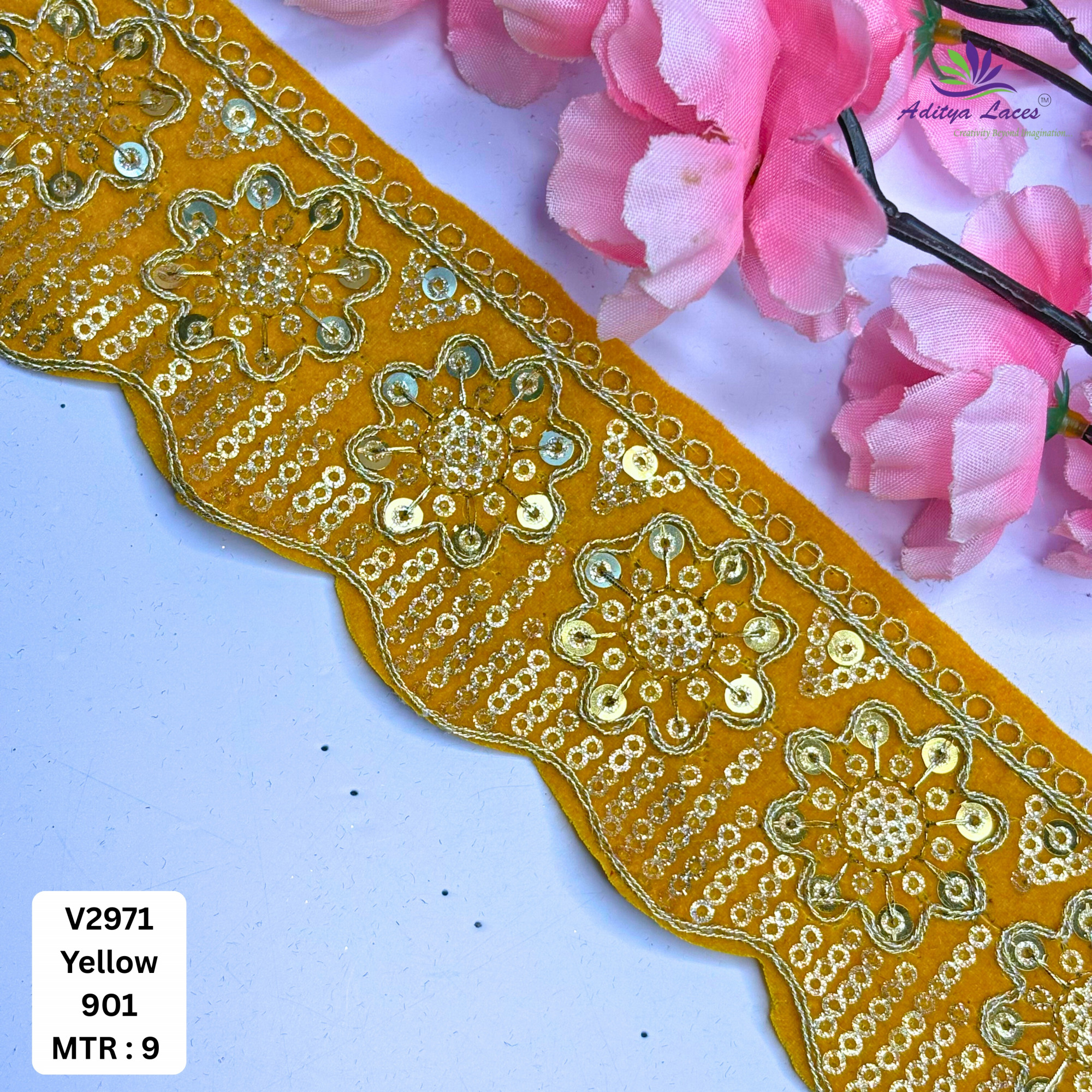 Premium Velvet Lace Border Trim for Saree Lehenga Bridal Wear