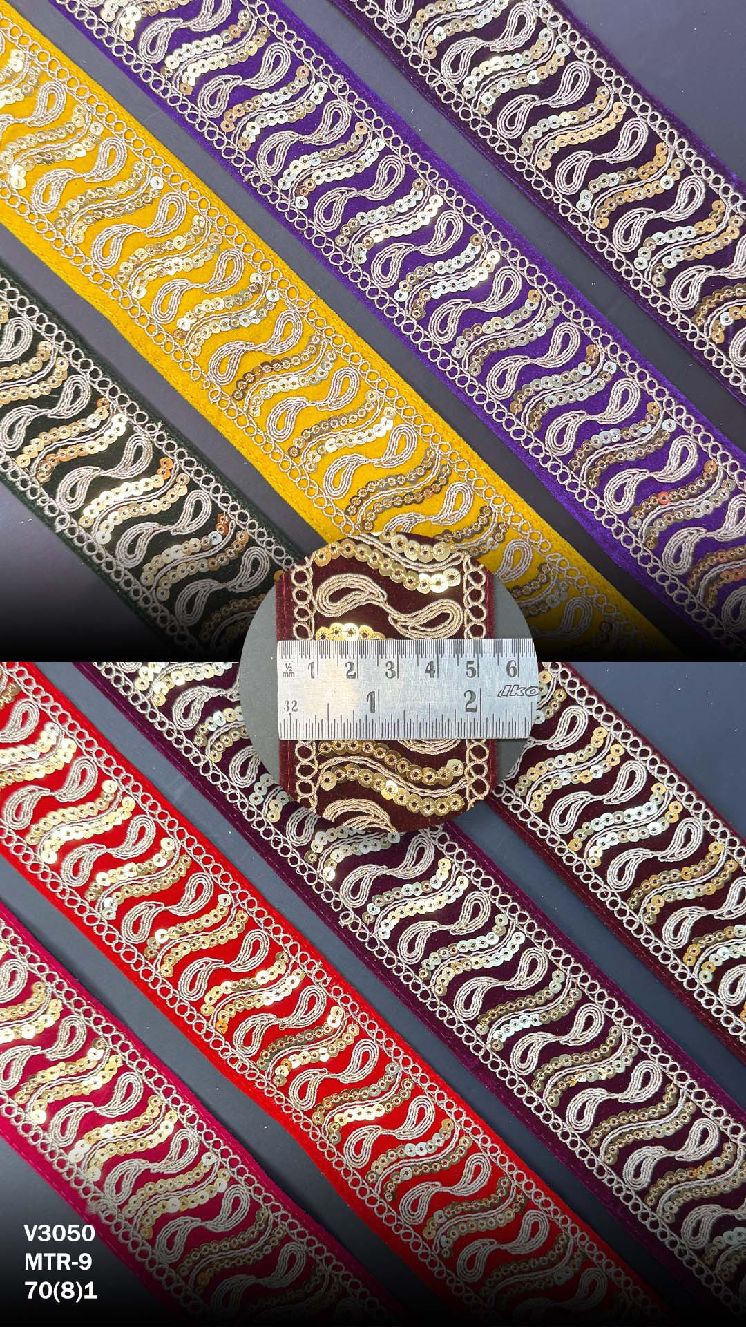 Ethnic Velvet Lace Border Trim for Saree Lehenga Bridal Wear