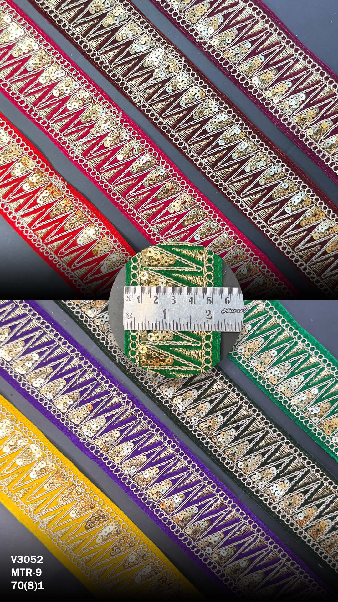 Decorative Velvet Lace Border Trim for Saree Lehenga Bridal Wear