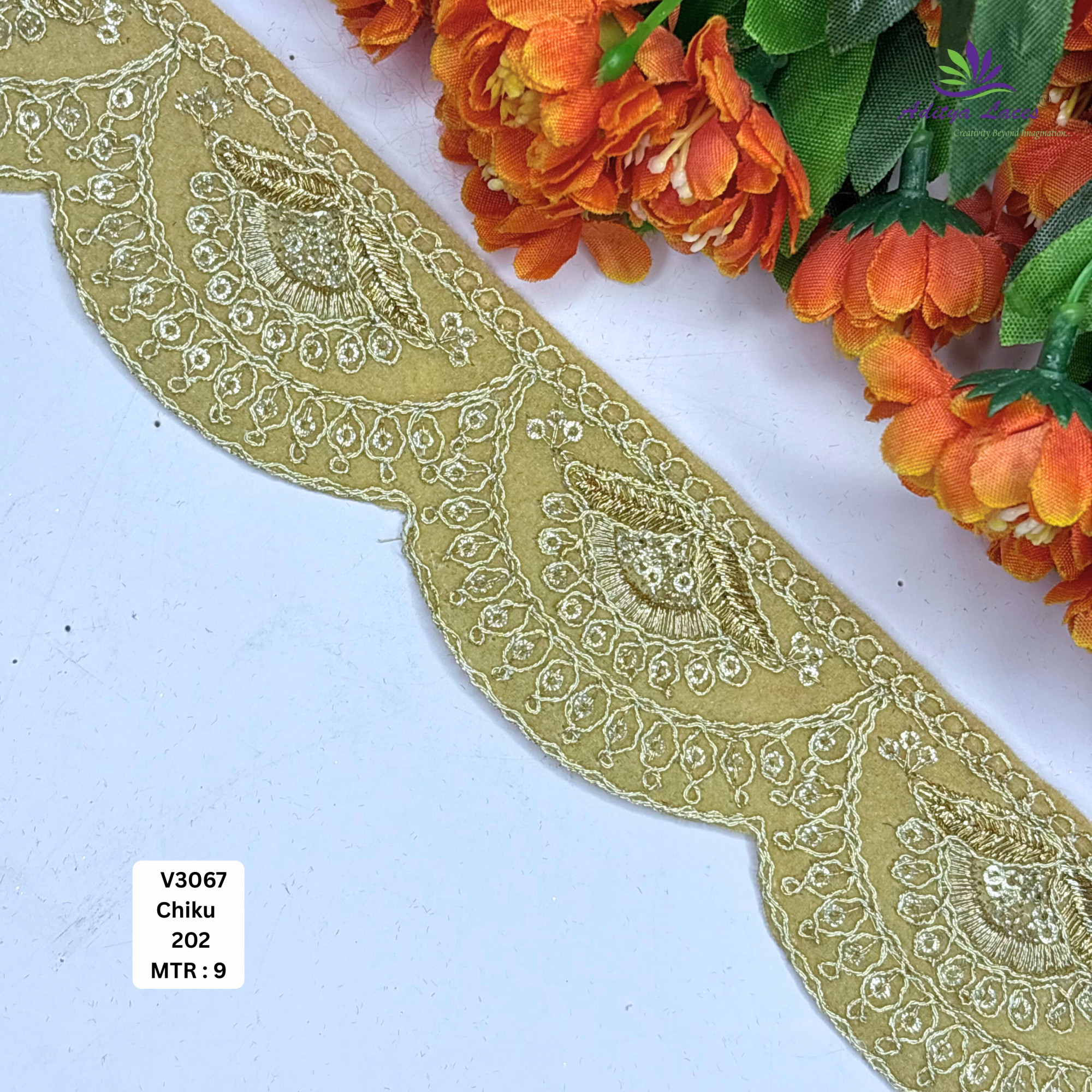 Fancy Velvet Lace Border Trim for Saree Lehenga Bridal Wear