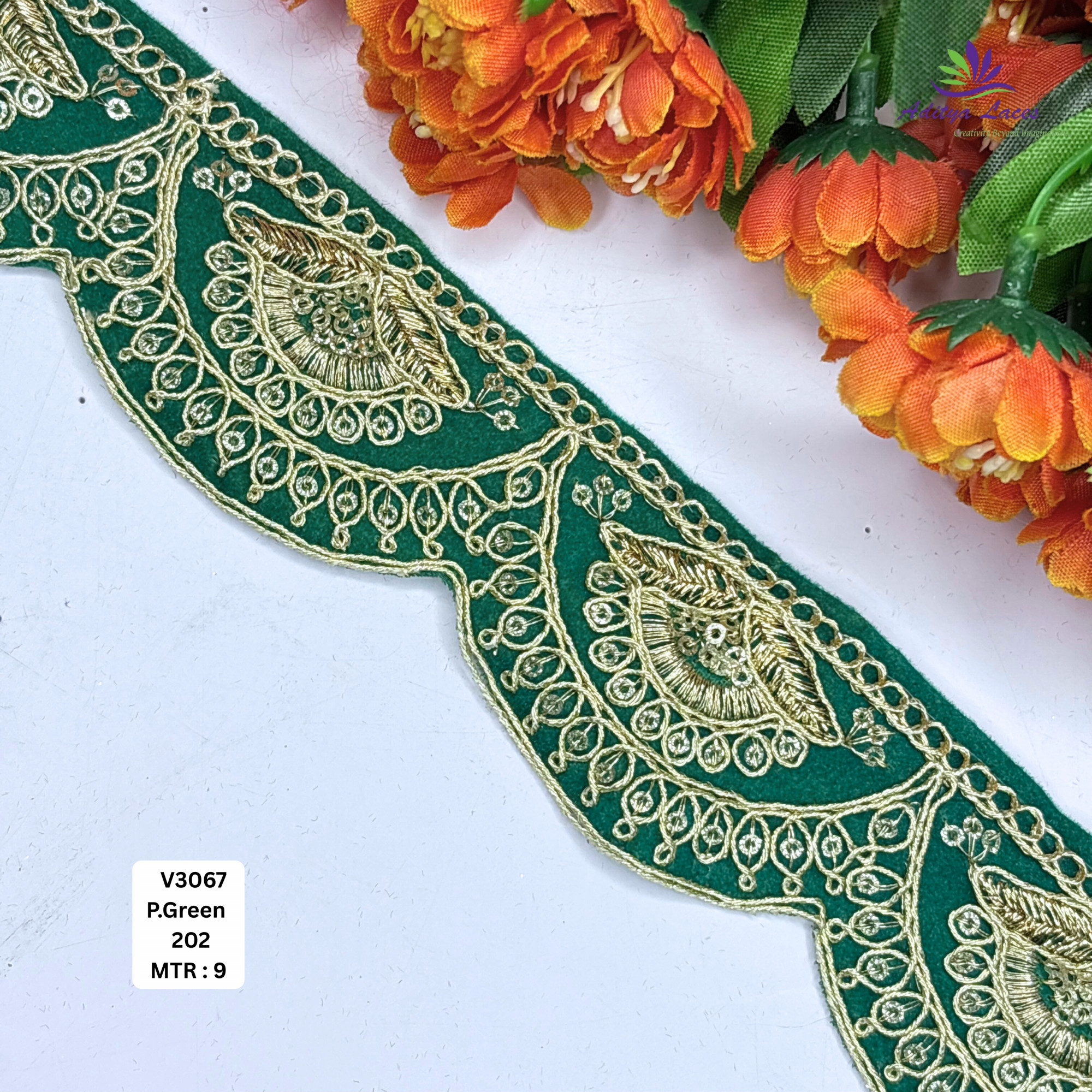 Fancy Velvet Lace Border Trim for Saree Lehenga Bridal Wear