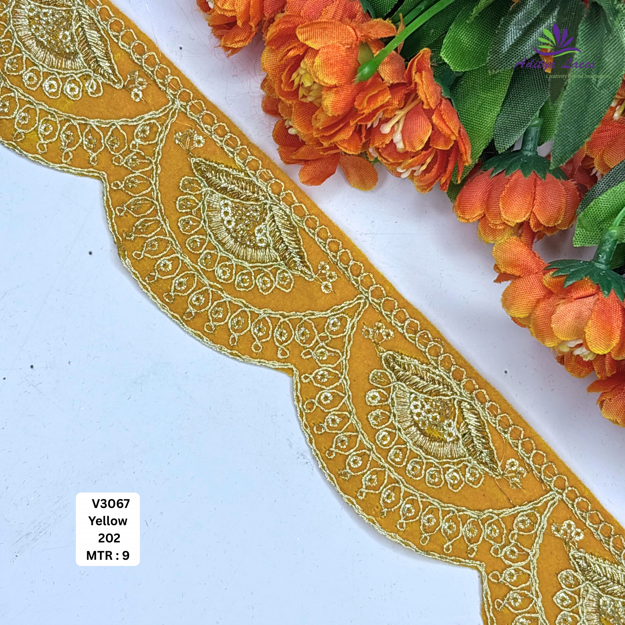 Fancy Velvet Lace Border Trim for Saree Lehenga Bridal Wear
