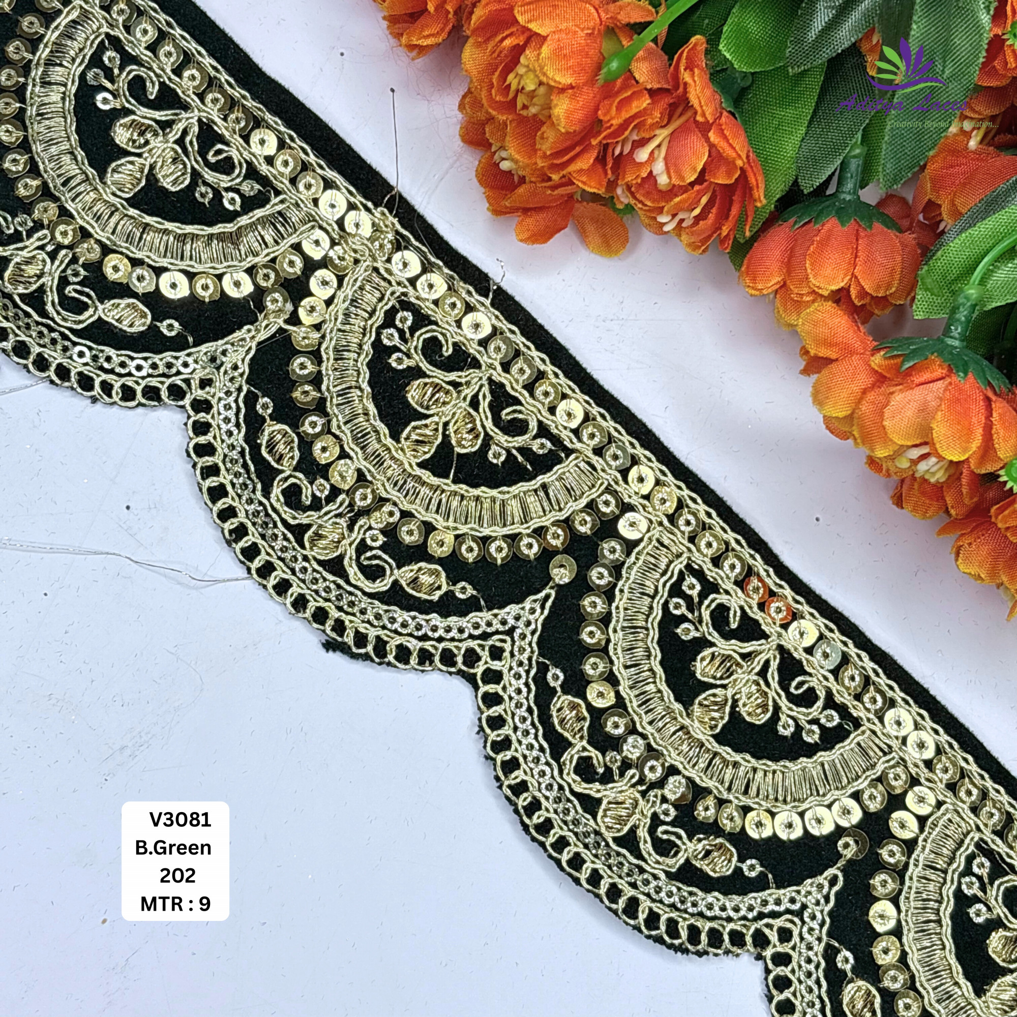 Luxury Velvet Lace Border Trim for Saree Lehenga Bridal Wear
