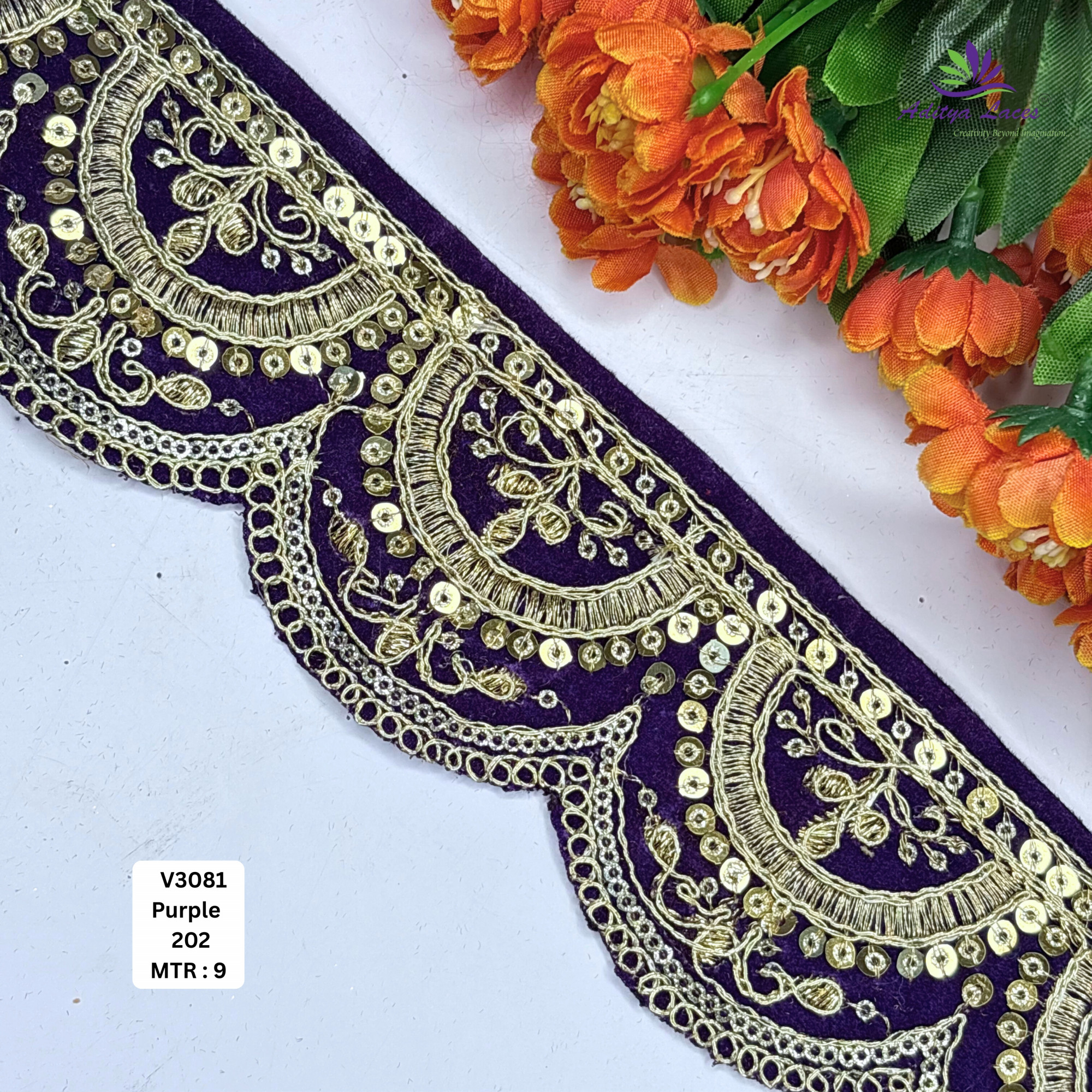 Luxury Velvet Lace Border Trim for Saree Lehenga Bridal Wear