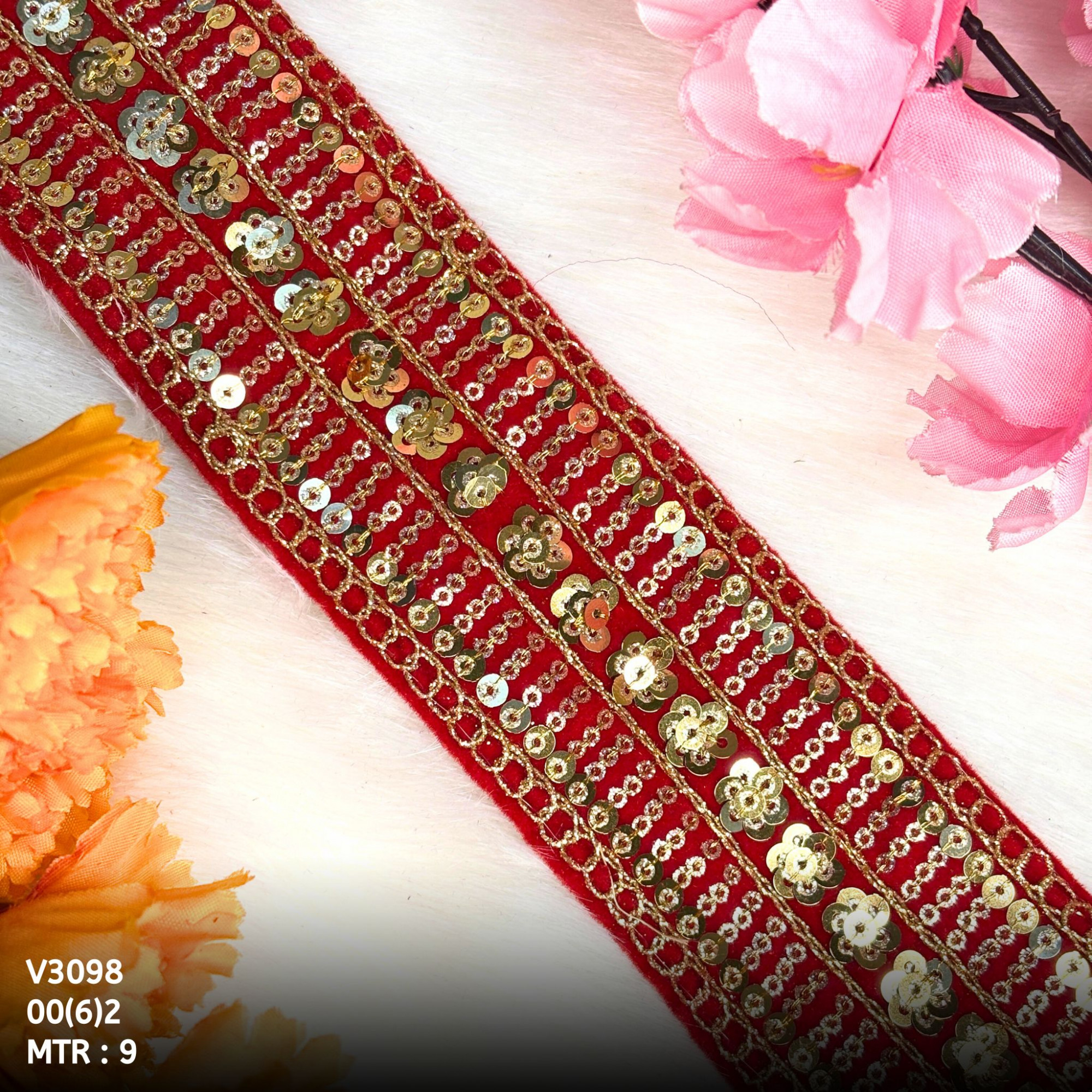 Ethnic Velvet Lace Border Trim for Saree Lehenga Bridal Wear