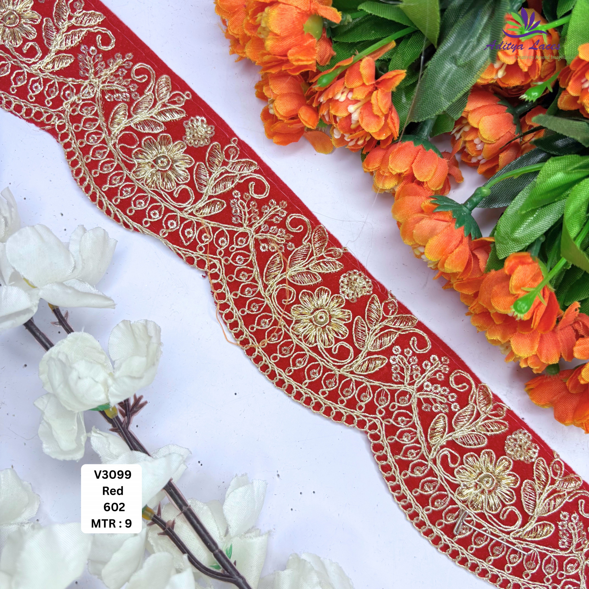 Luxury Velvet Lace Border Trim for Saree Lehenga Bridal Wear