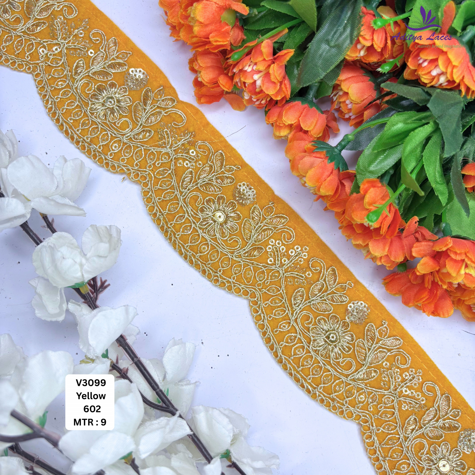 Luxury Velvet Lace Border Trim for Saree Lehenga Bridal Wear