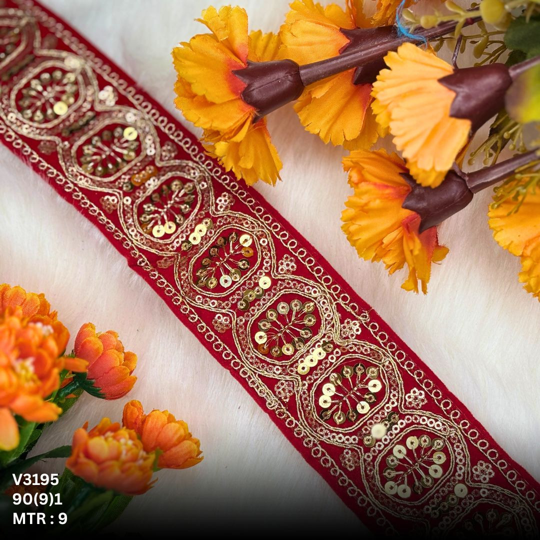 Elegant Velvet Lace Border Trim for Saree Lehenga Bridal Wear
