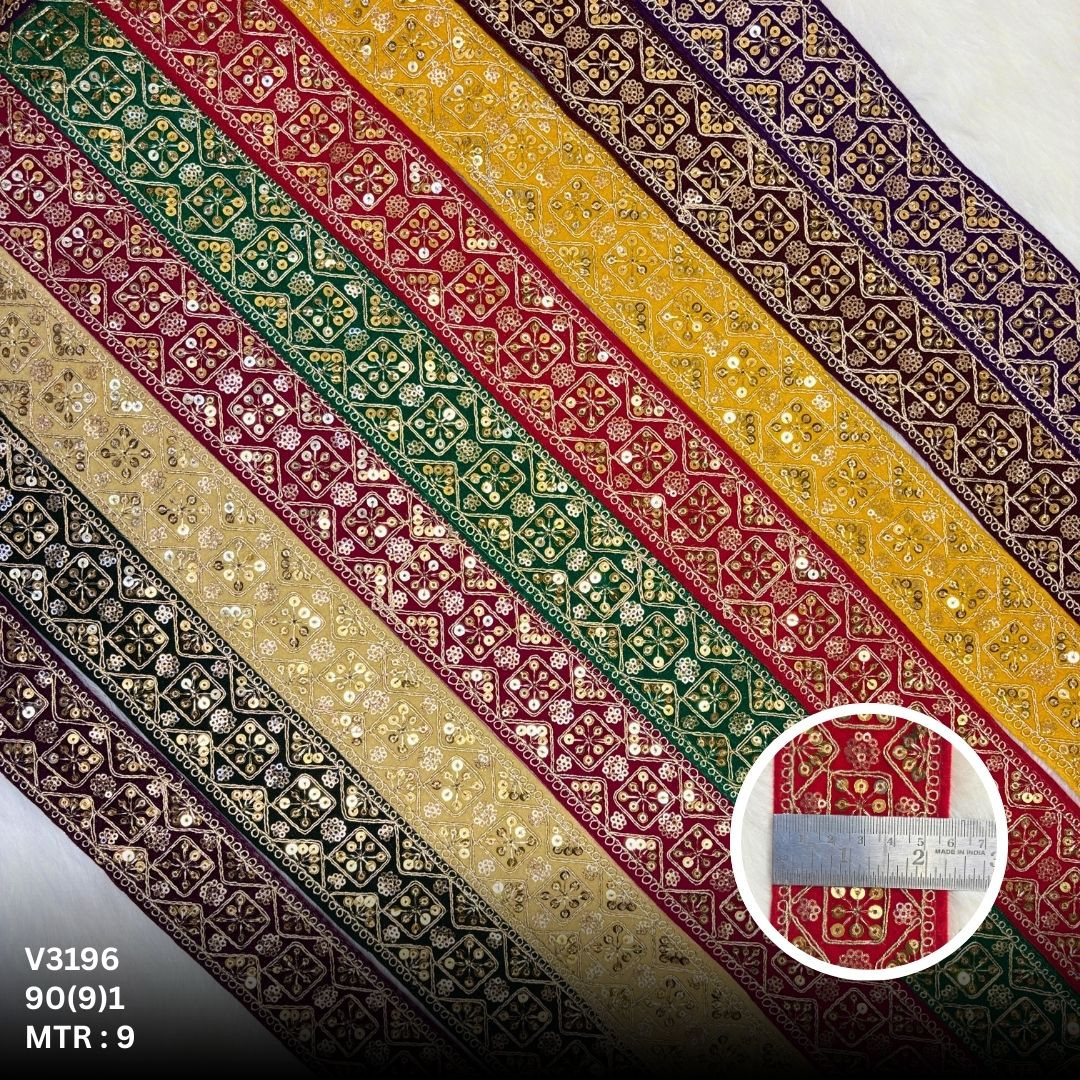Premium Velvet Lace Border Trim for Saree Lehenga Bridal Wear