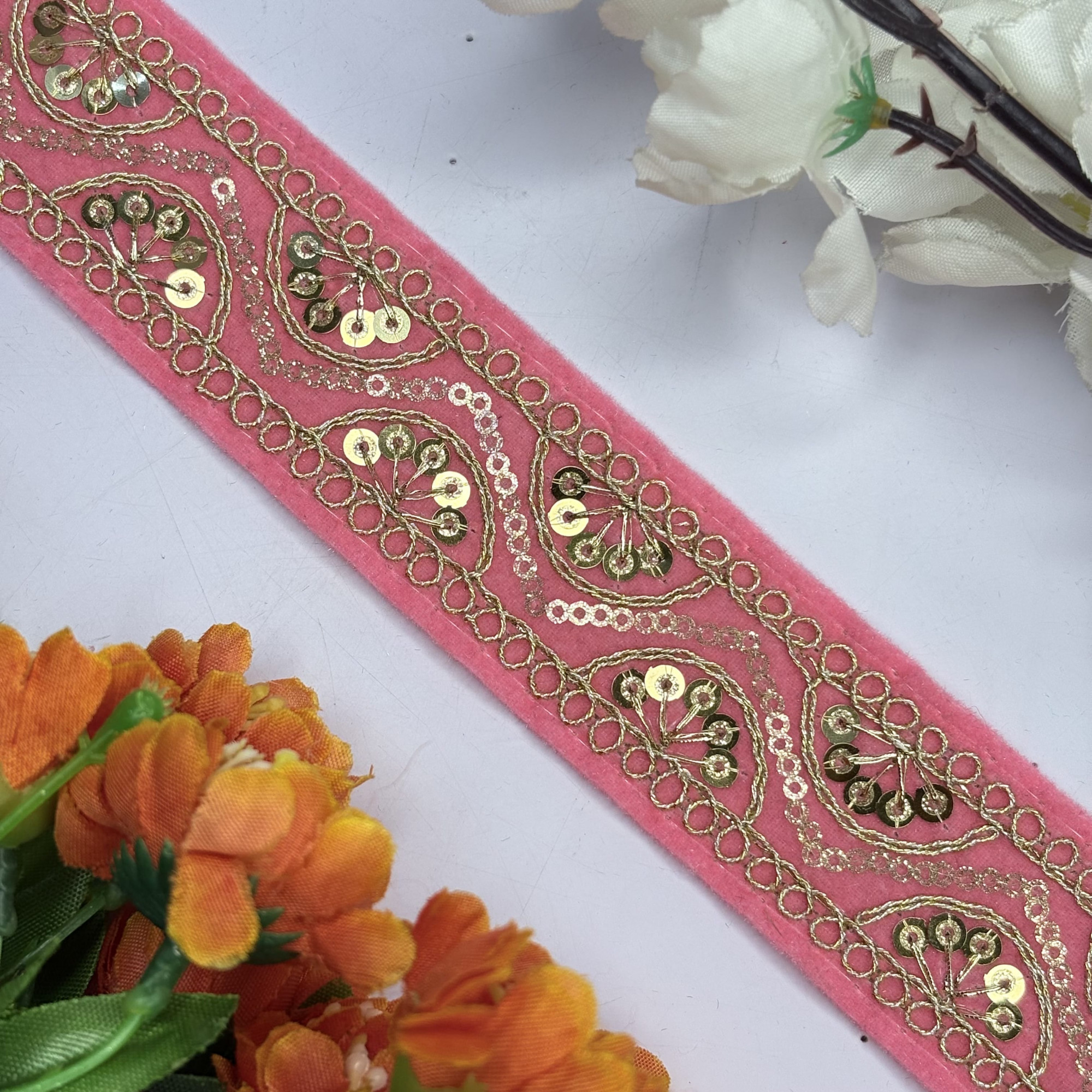 Fancy Velvet Lace Border Trim for Saree Lehenga Bridal Wear