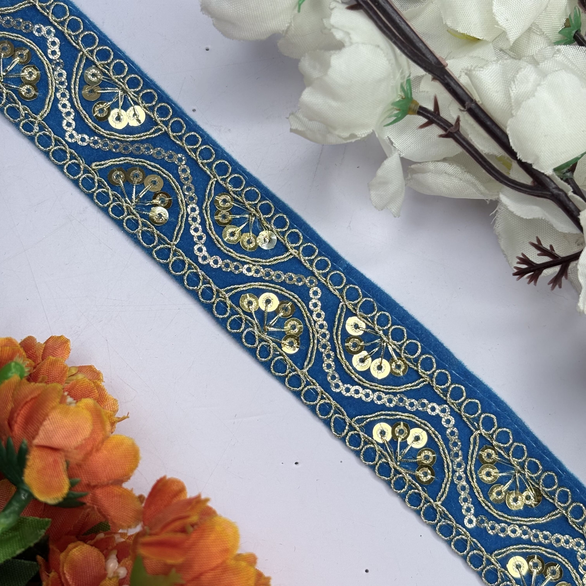 Fancy Velvet Lace Border Trim for Saree Lehenga Bridal Wear