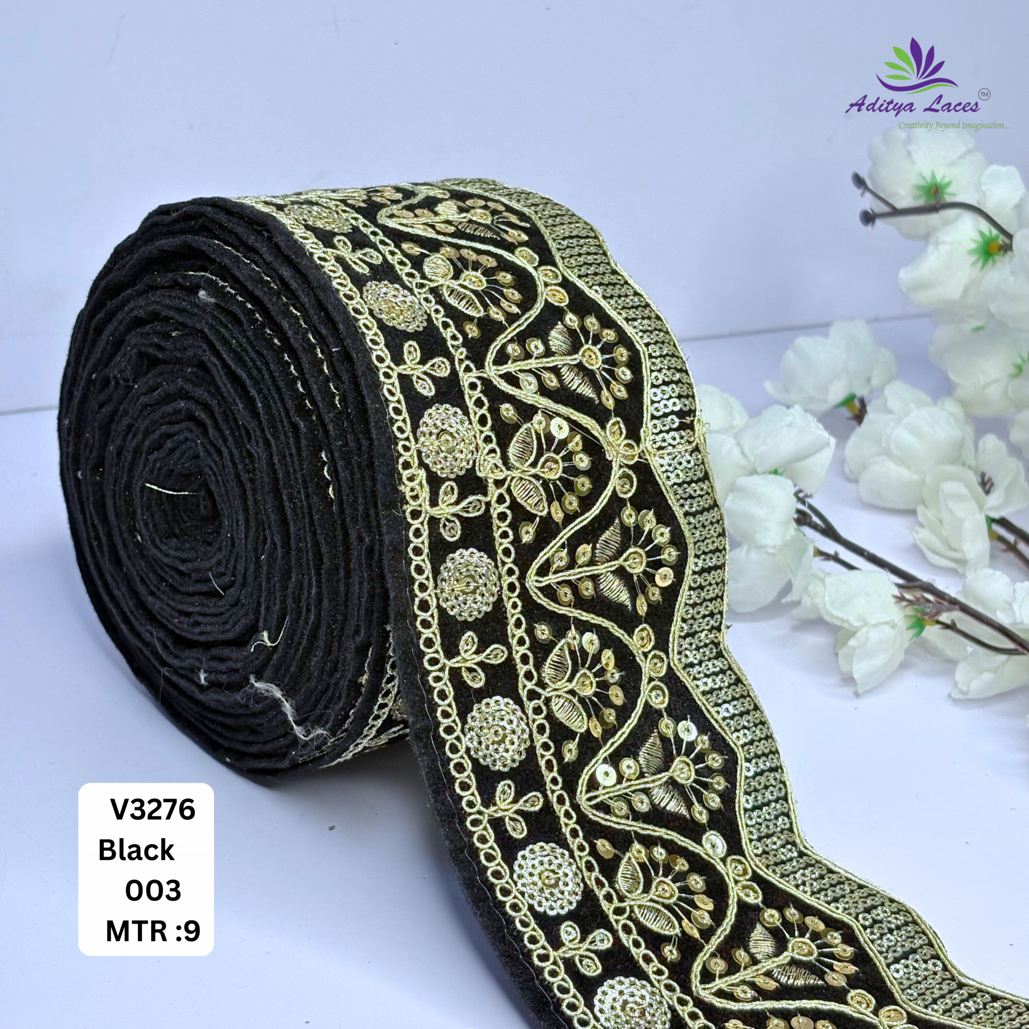 Decorative Velvet Lace Border Trim for Saree Lehenga Bridal Wear